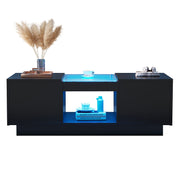 Logidon Zwarte salontafel 100x50x35,5 cm glaspanelen LED