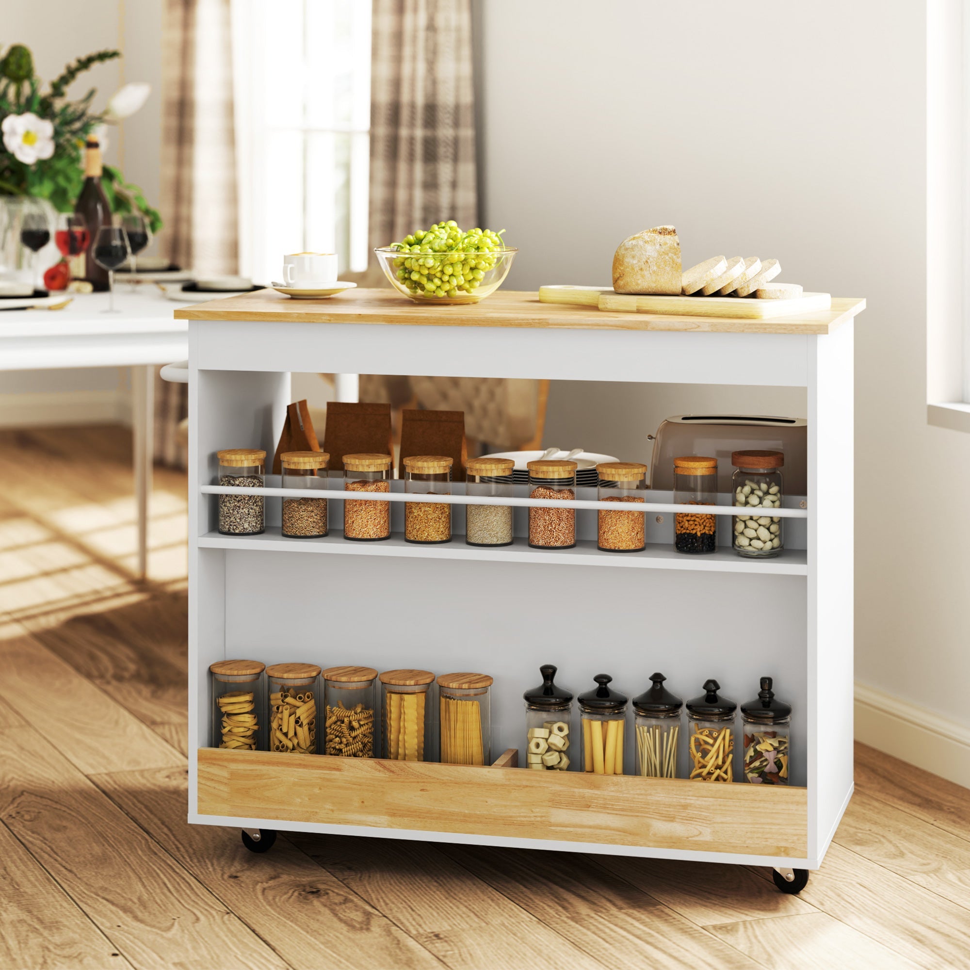 Logidon keukenwagen eiken met werkblad SoftClose 107x50x85 cm