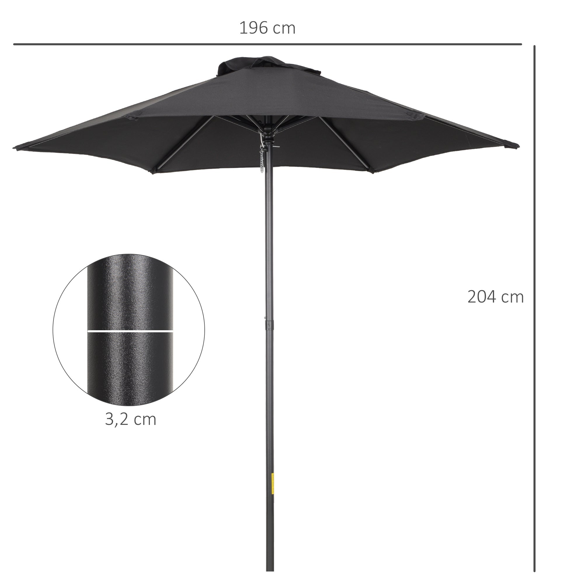 Logidon parasol Ø196 cm draaibaar klapfunctie zeshoekig zwart