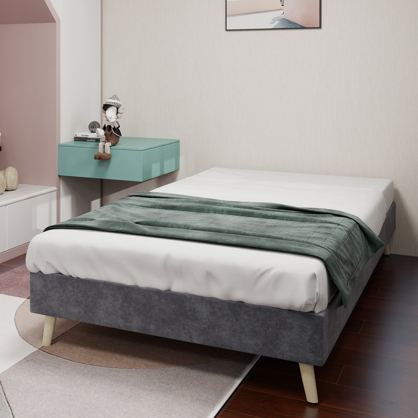 Logidon gewatteerd bedframe 90x200 cm grijze fluwelen stof