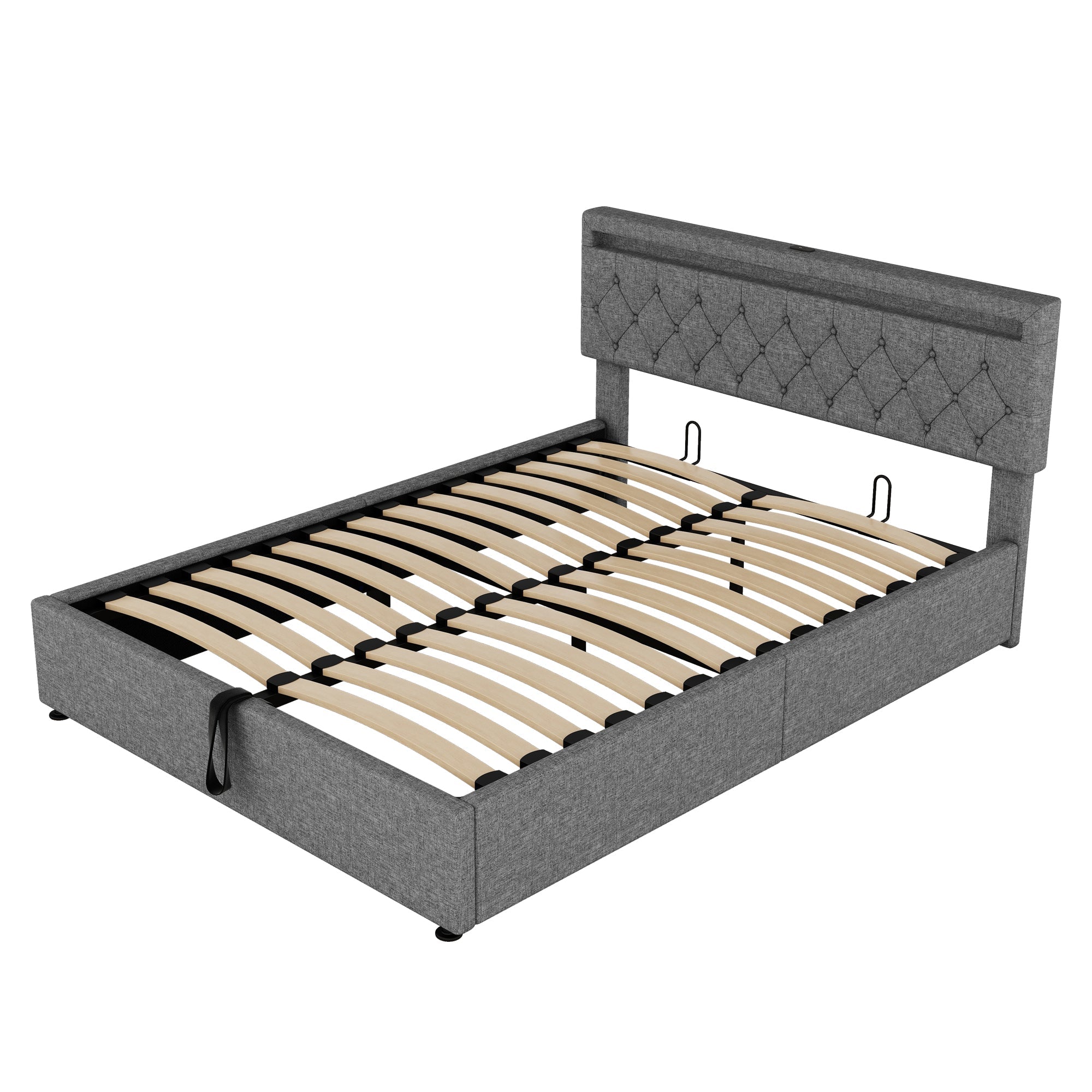 Logidon grijs gestoffeerd bed 160x200 cm met LED Ambient USB-C
