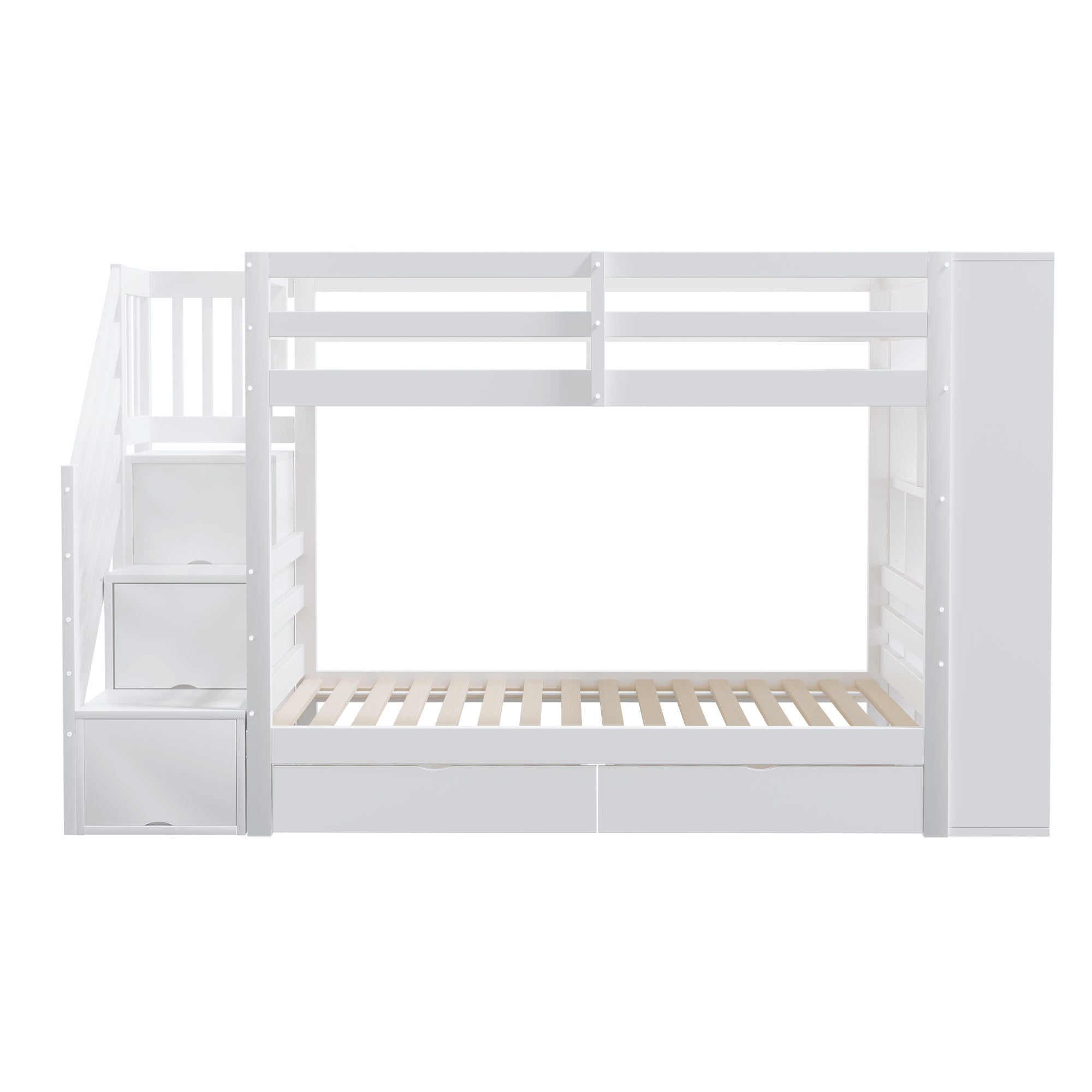 Logidon stapelbed 90x200 cm met veiligheidstrap en opbergruimte wit