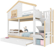 Logidon stapelbed 90x200 cm wit naturel uitschuifbed