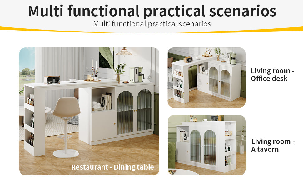 Logidon 360 graden draaibare bartafel 120x40x97 cm wit