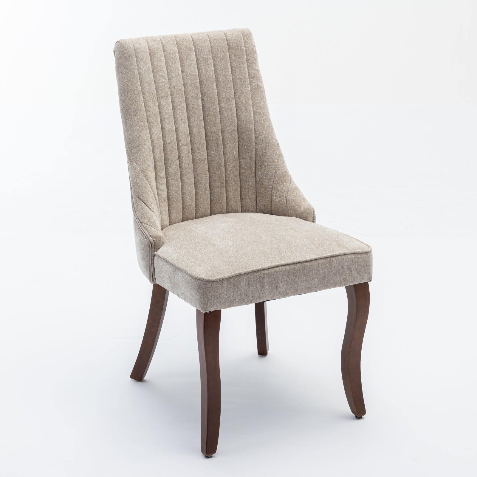 Logidon beige chenille eetkamerstoelen set van 2 massief houten poten