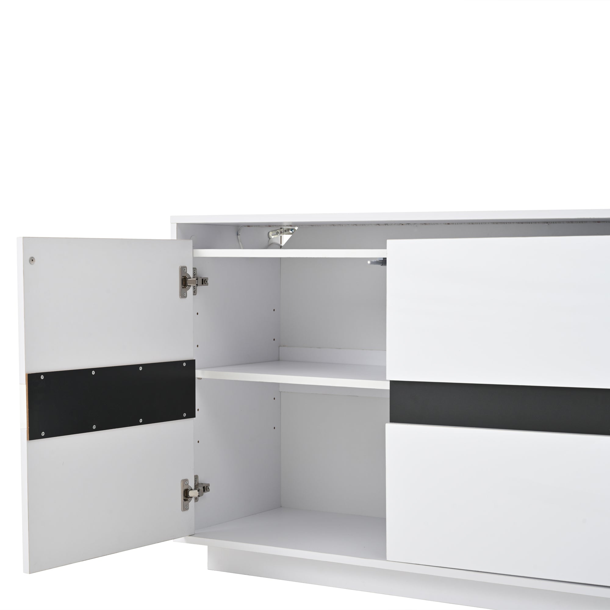 Logidon Sideboard 140x40x76 Cm White Black With 3 Doors LED