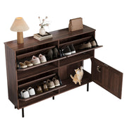 Logidon smalle schoenenkast 120x28x92 cm walnoot bruin 4 deuren