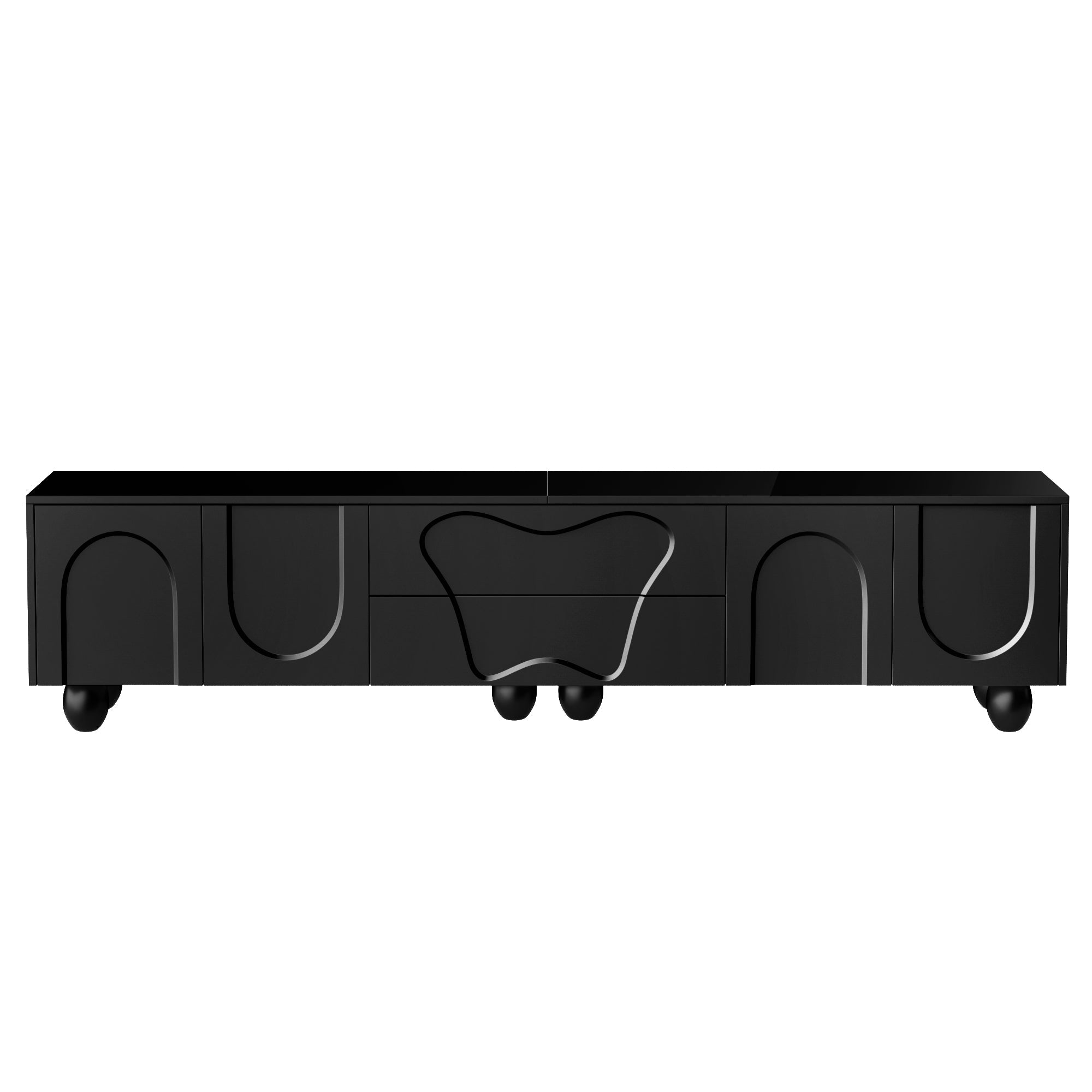 Logidon TV-meubel 180 cm Zwart Modern Kast met Houten Poten