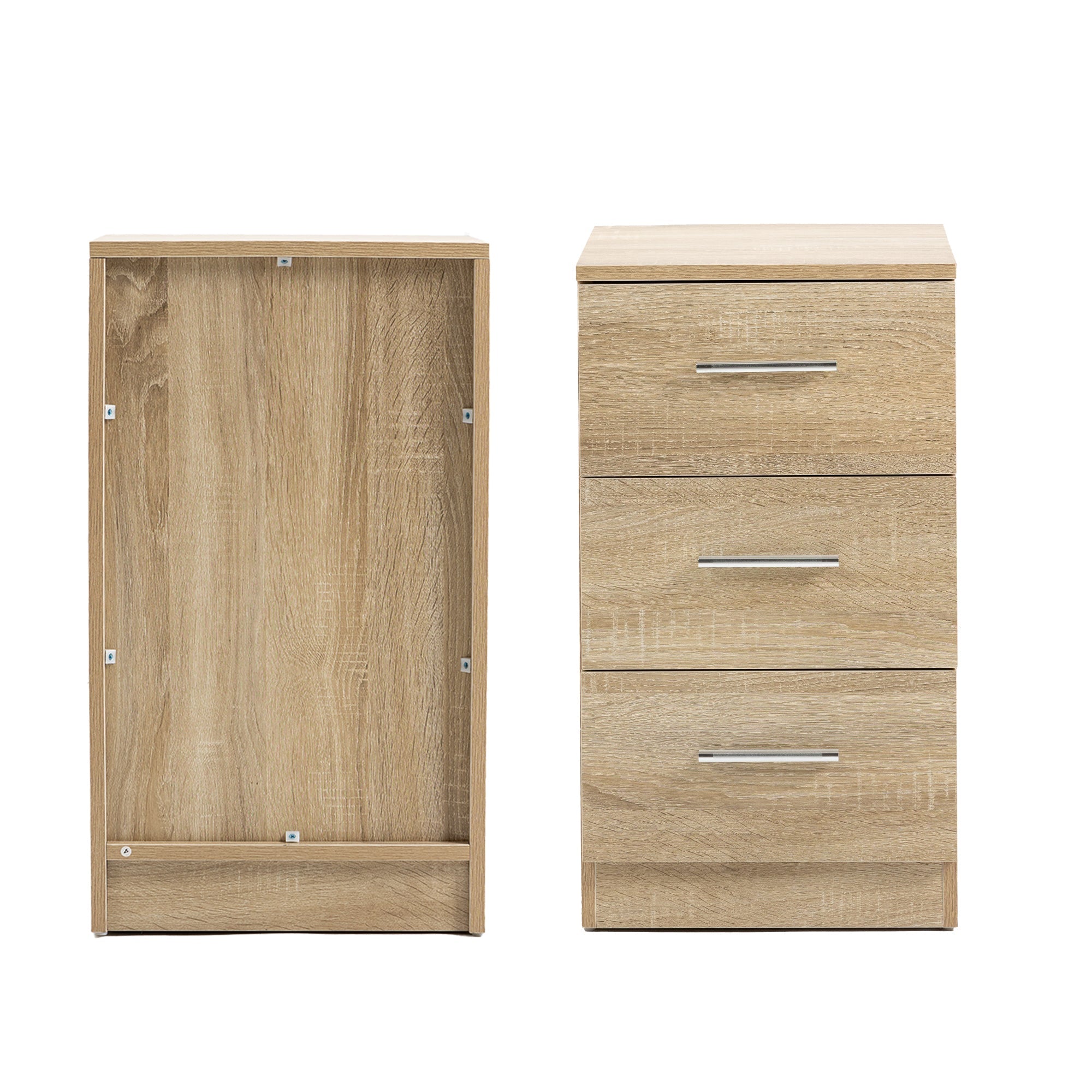 Logidon nachtkastjes set van 2 spaanplaat naturel 3 lades