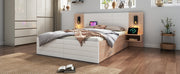 Logidon tweepersoonsbed 140x200 met leeslamp USB 2 laden eiken wit