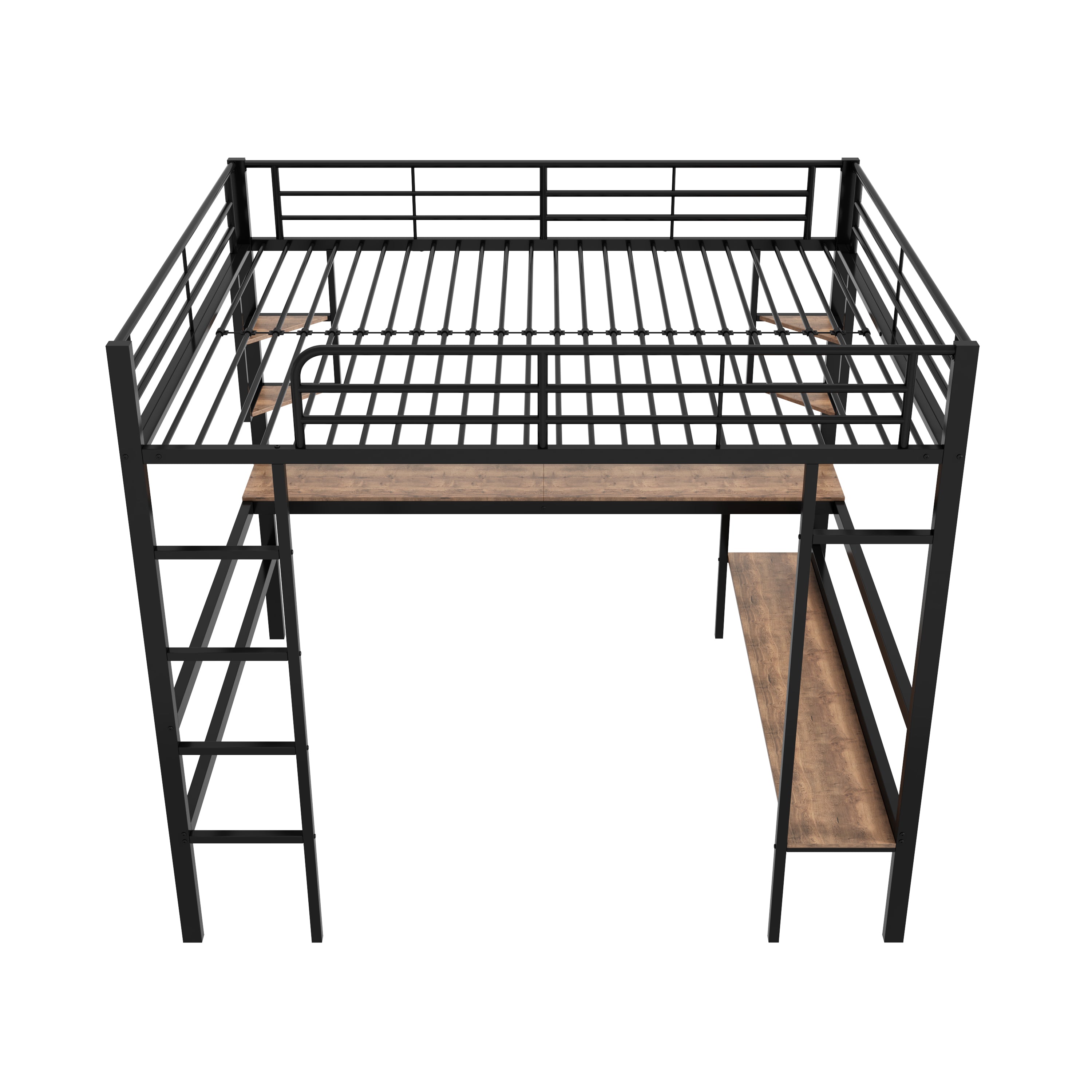 Logidon loft bed 140x200 black with desk and shelves