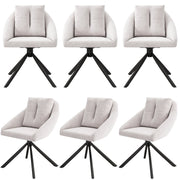 Logidon Velvet Dining Chair Beige Set of 6 Swivel Chairs Ergonomic