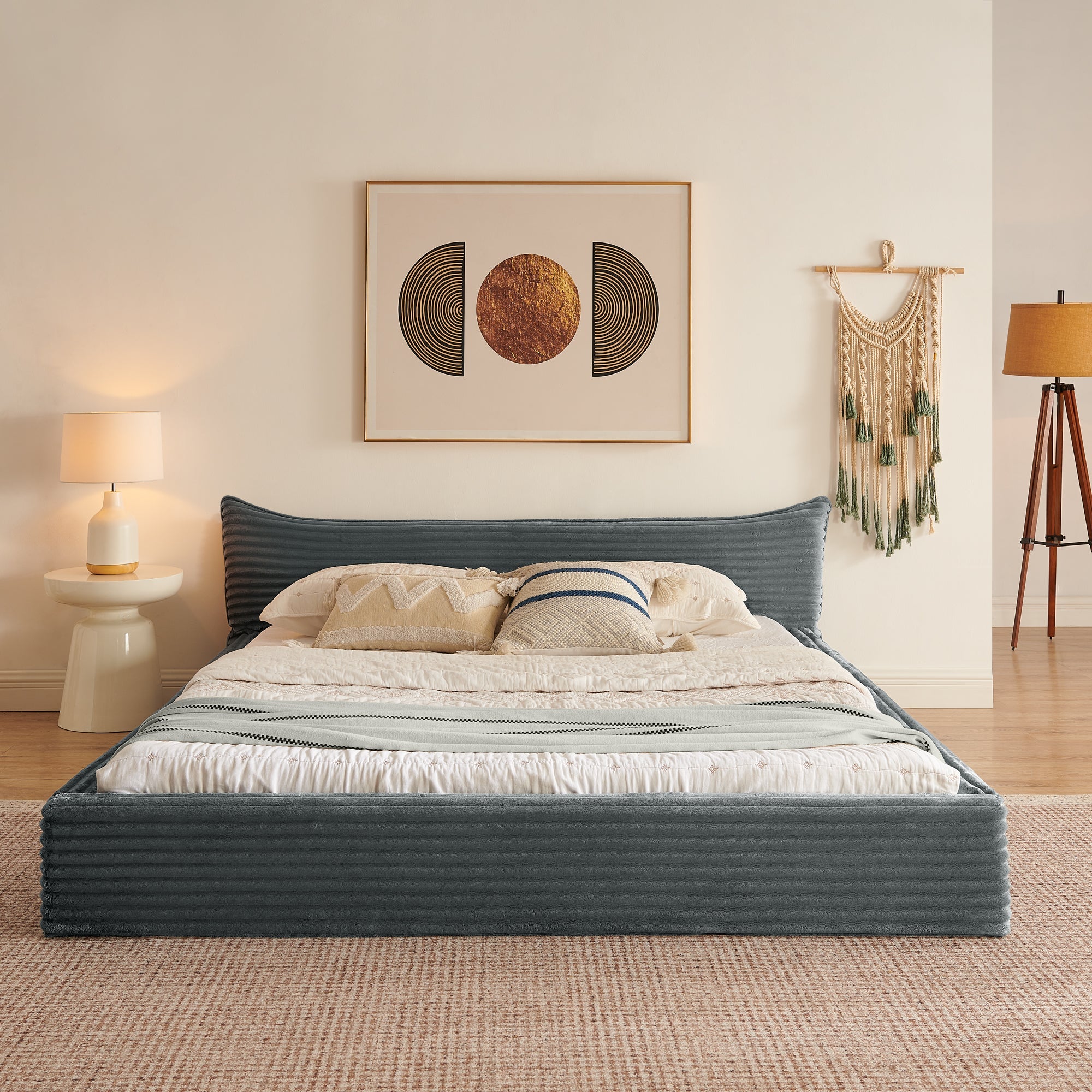 Logidon tweepersoonsbed 160x200 cm Donkergrijze chenille bekleding