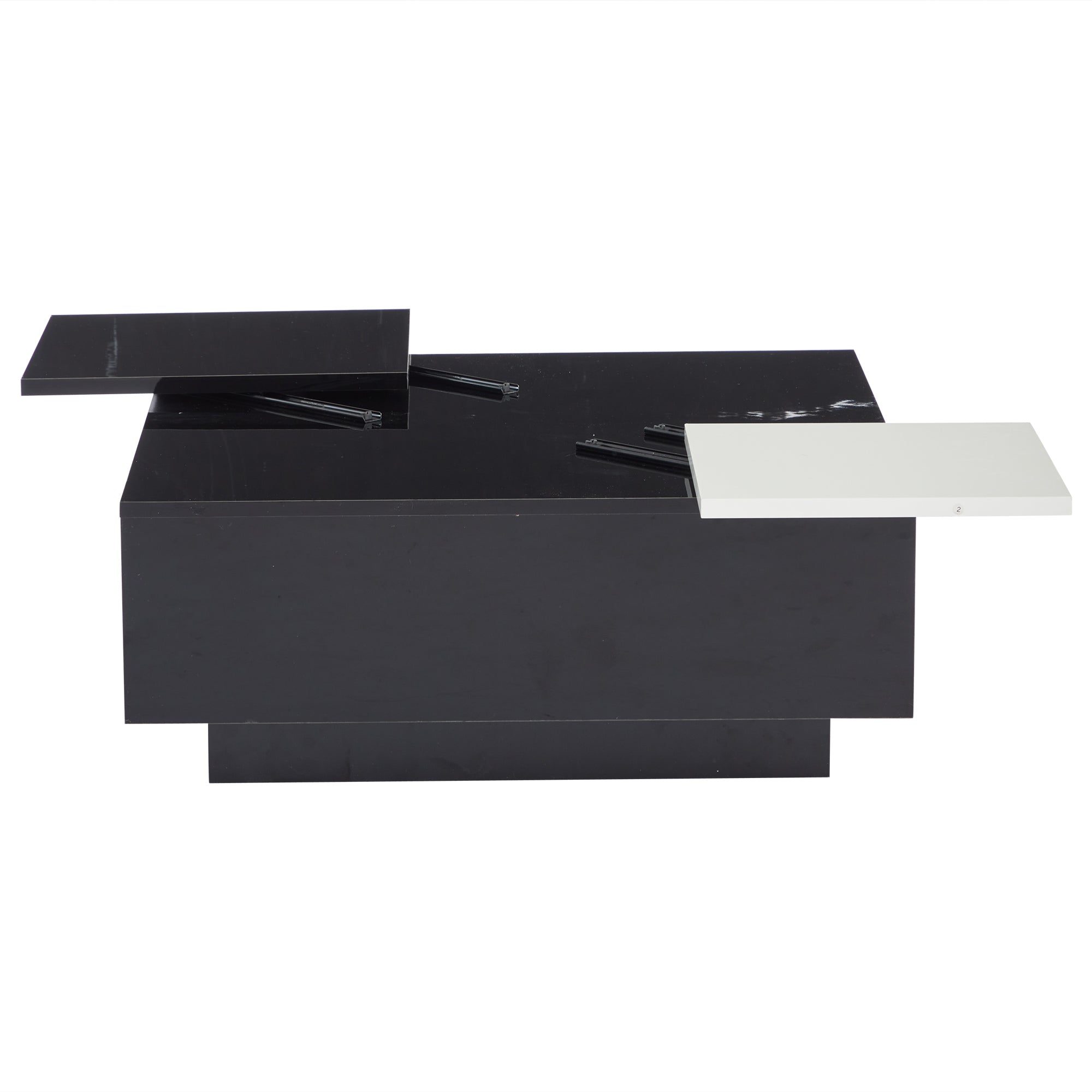 Logidon Hoogglans Salontafel Zwart Wit 75x75 Cm Met 4 Laden