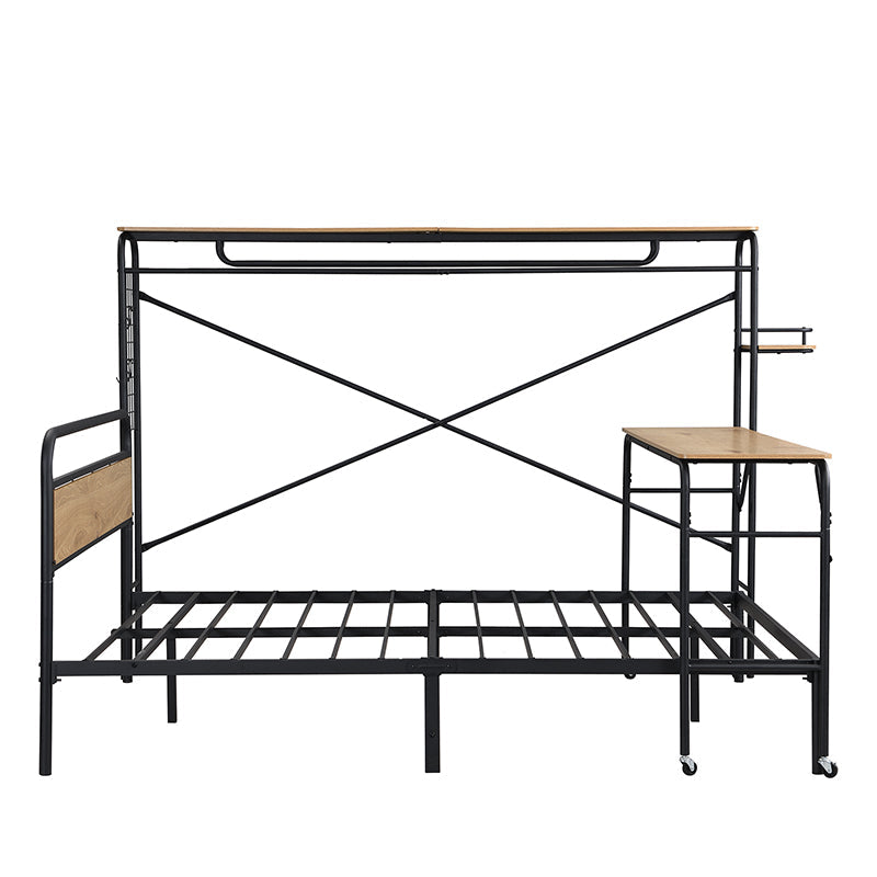 Logidon metalen bed 140x200 met tafelkapstok zwart naturel