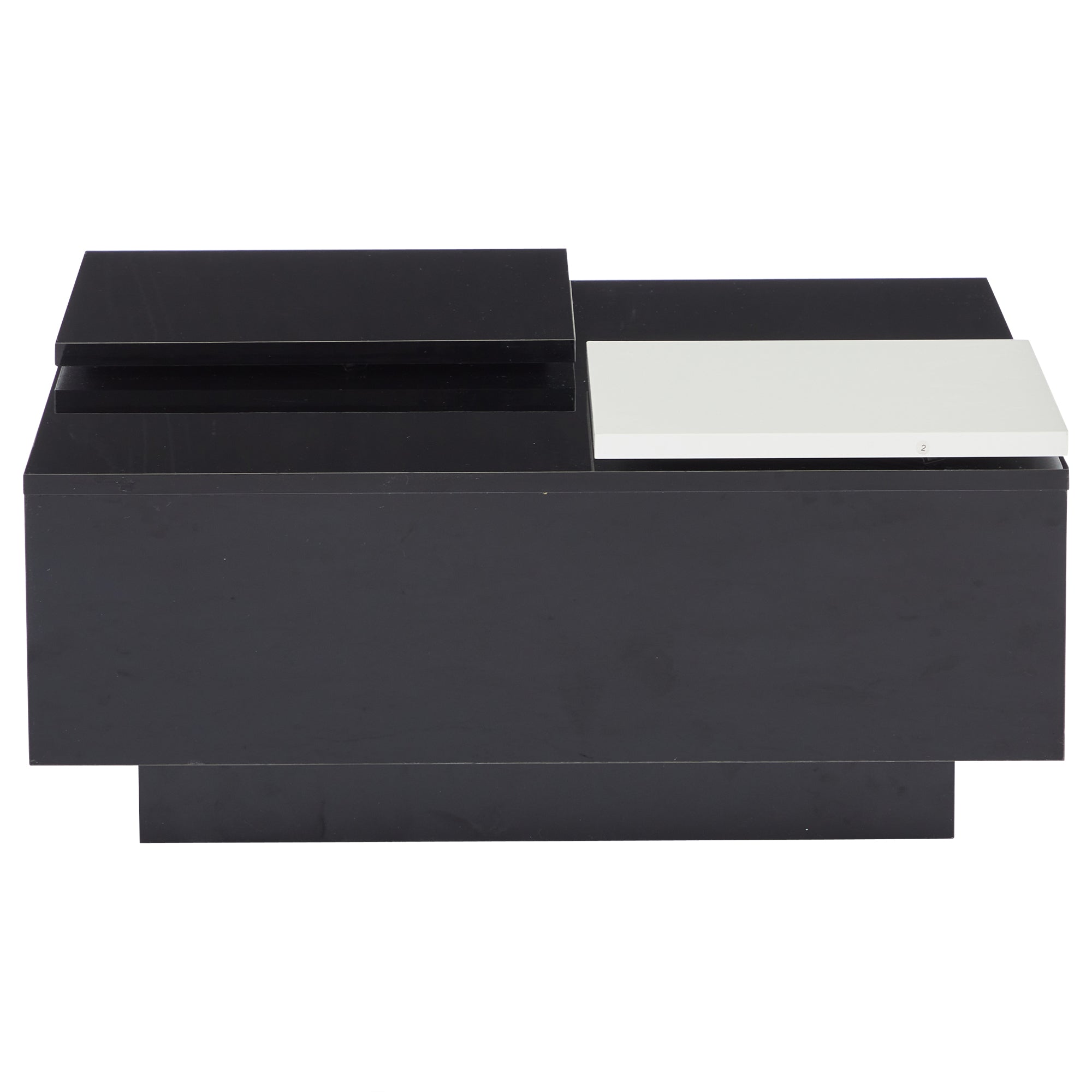 Logidon Hoogglans Salontafel Zwart Wit 75x75 Cm Met 4 Laden