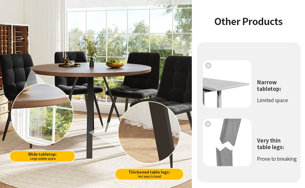 Logidon Ronde Eettafel Diameter 80 cm Walnoot Zwarte Poten
