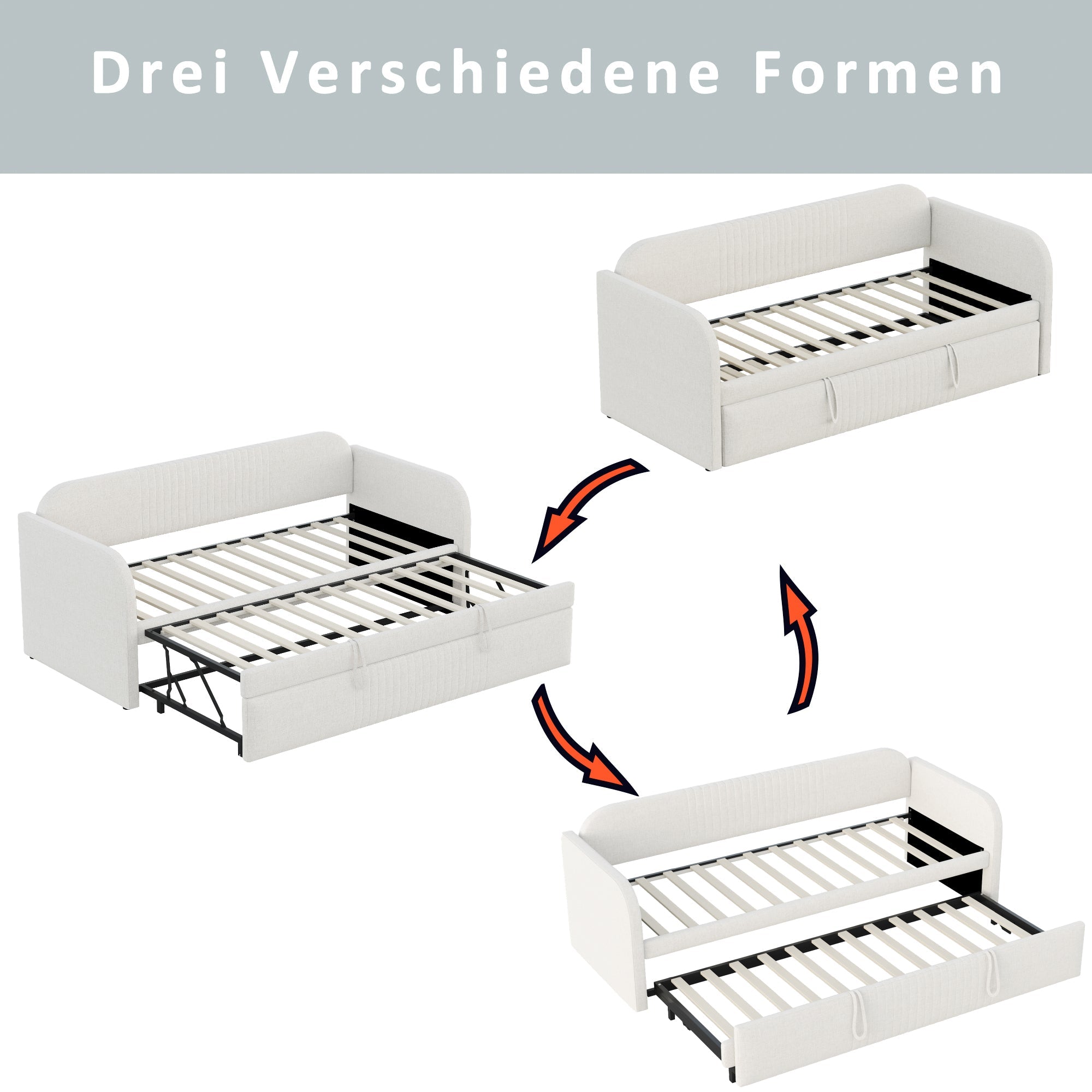 Logidon gestoffeerd bed slaapbank 90/180 lattenbodem beige