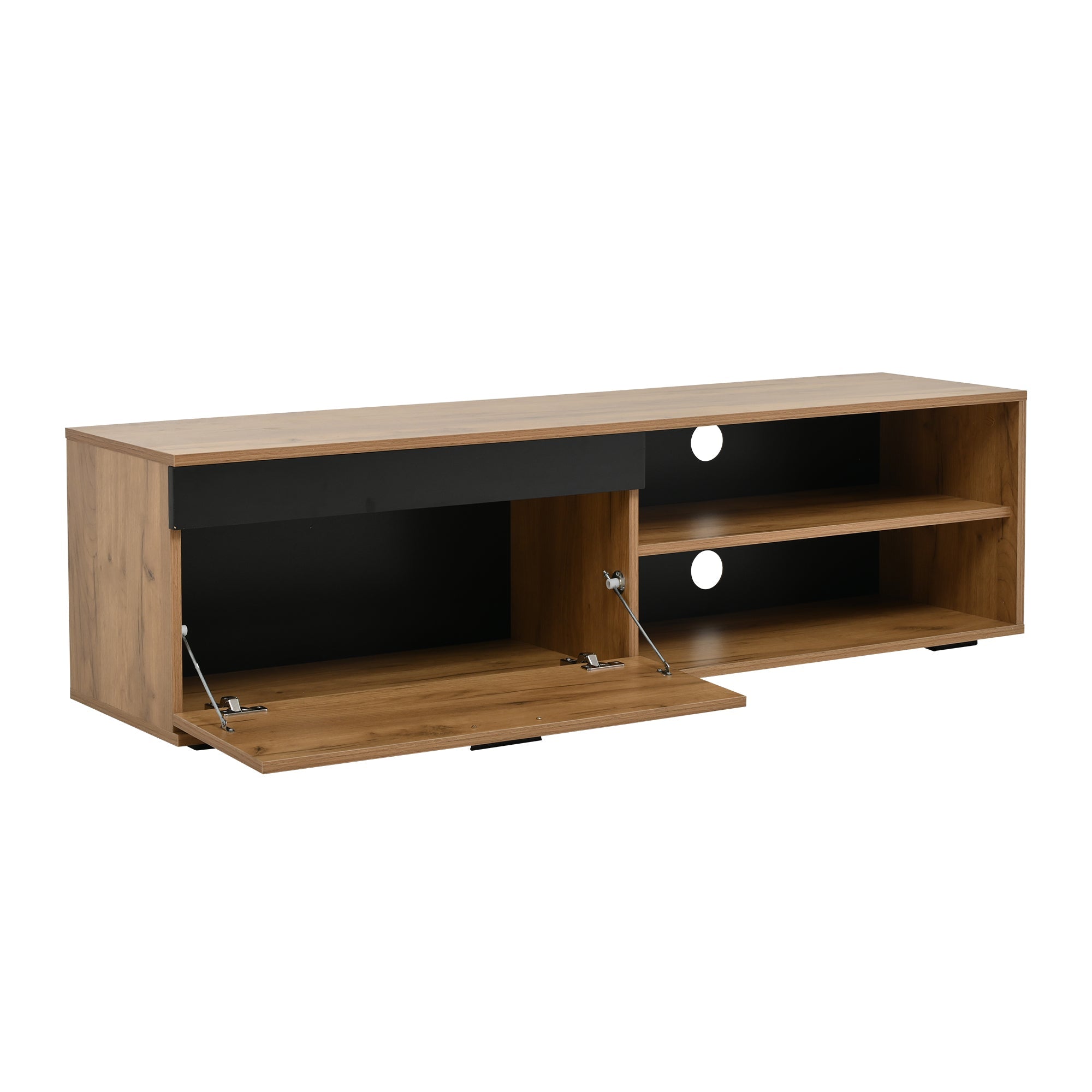 Logidon TV wandmeubelset 140 cm driedelig hout zwart