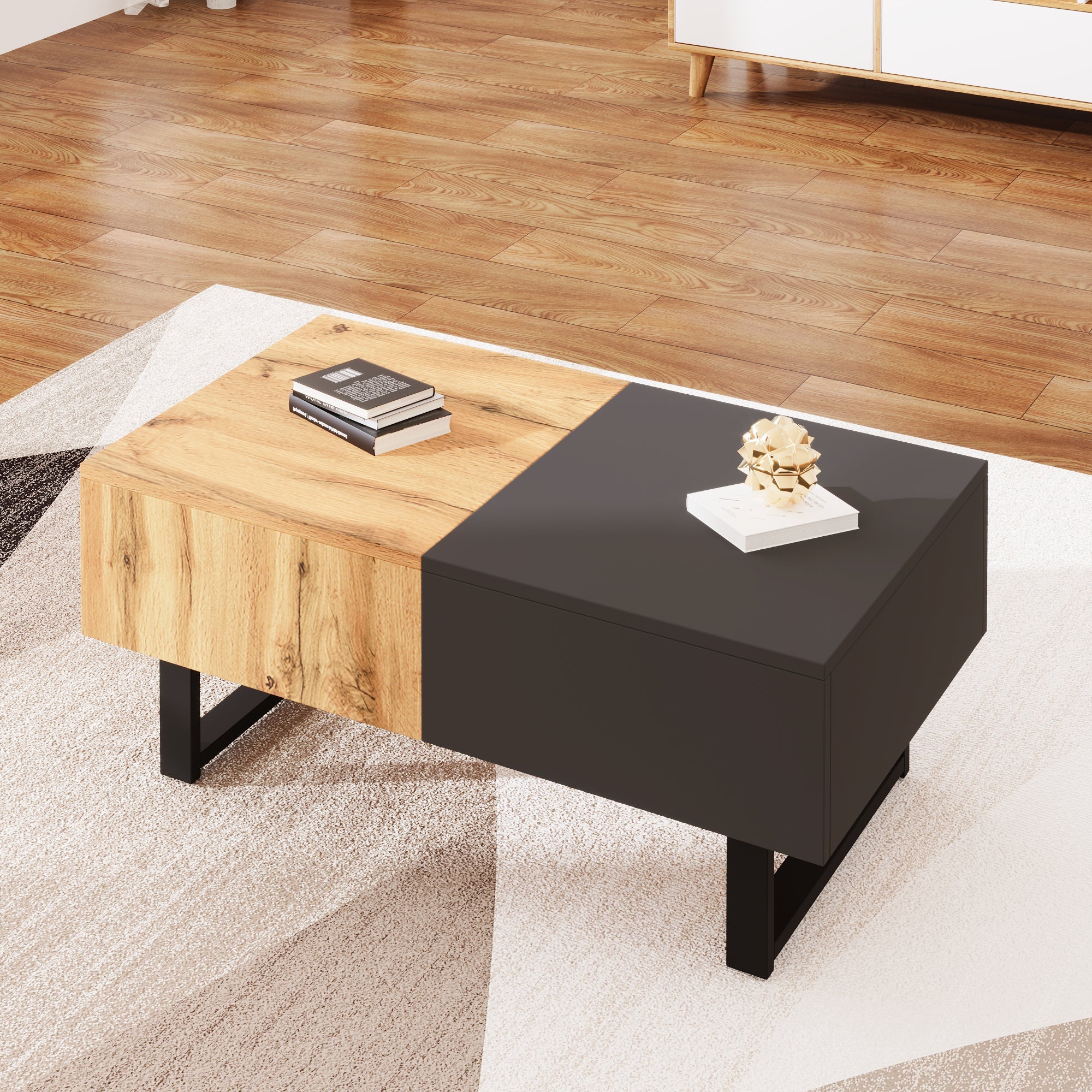Logidon Salontafel met verschuifbare opbergruimte 155x55x22 cm