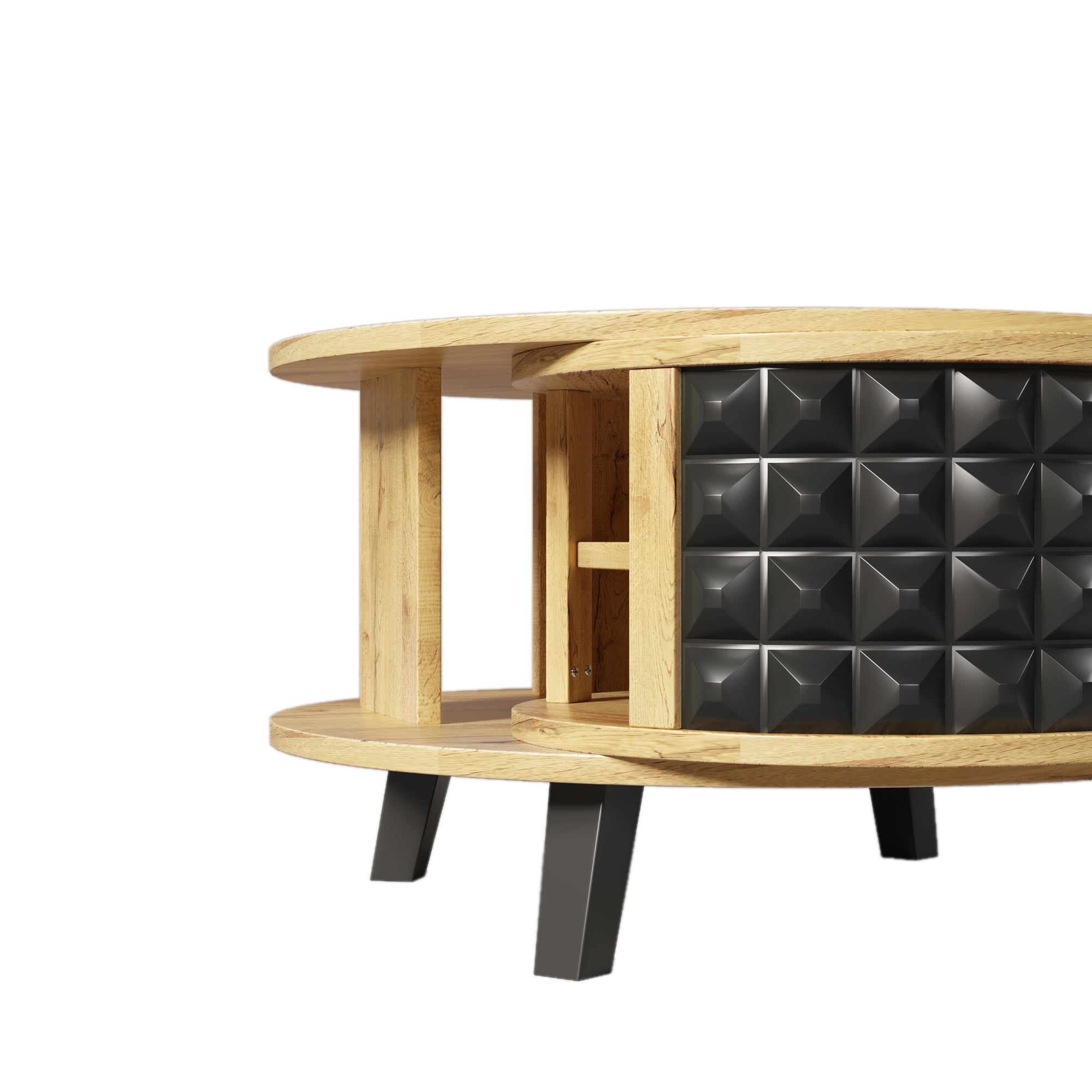 Logidon turntable with hidden shelf natural wood look 85x80x45 cm