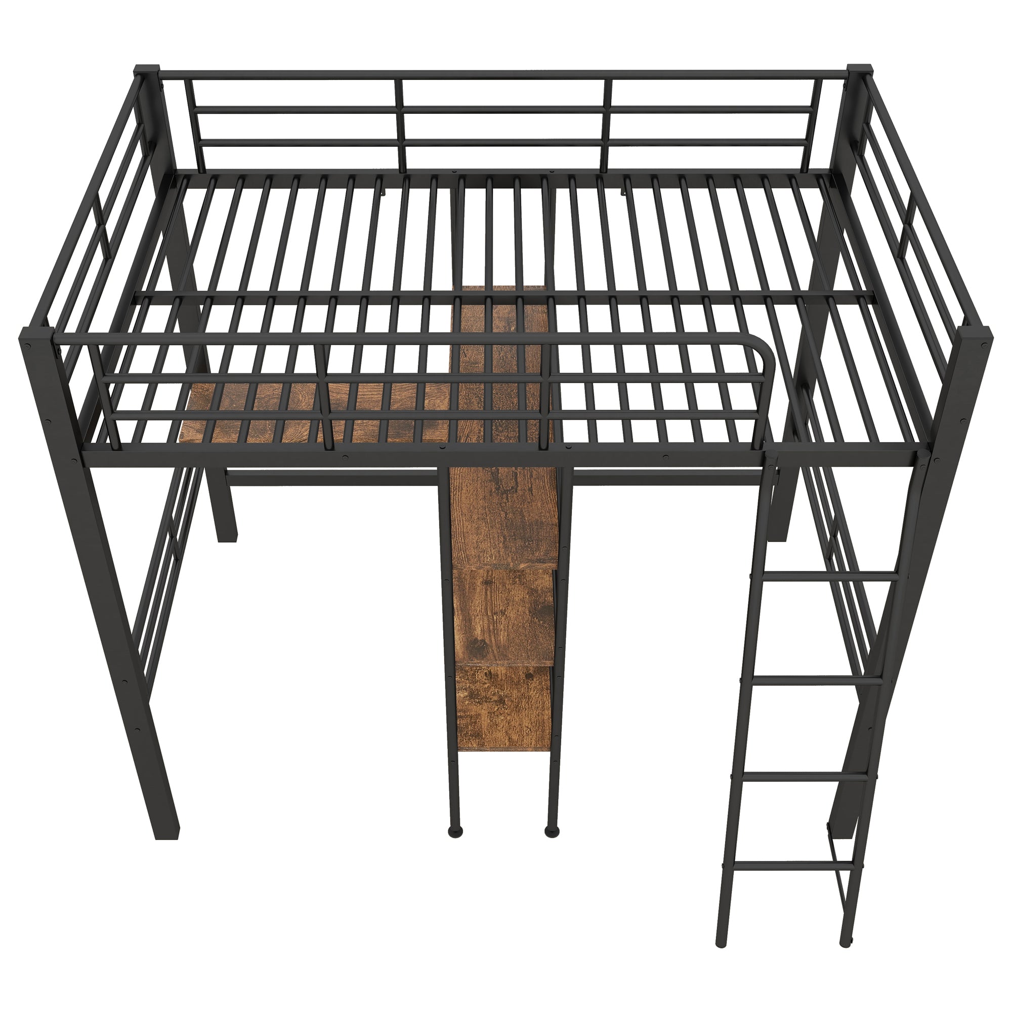 Logidon hoogslaper 90x200 cm met bureau, metalen frame zwart