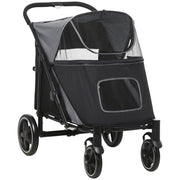 Logidon hondenbuggy grijs opvouwbare hondenbuggy tot 30 kg gaasraam