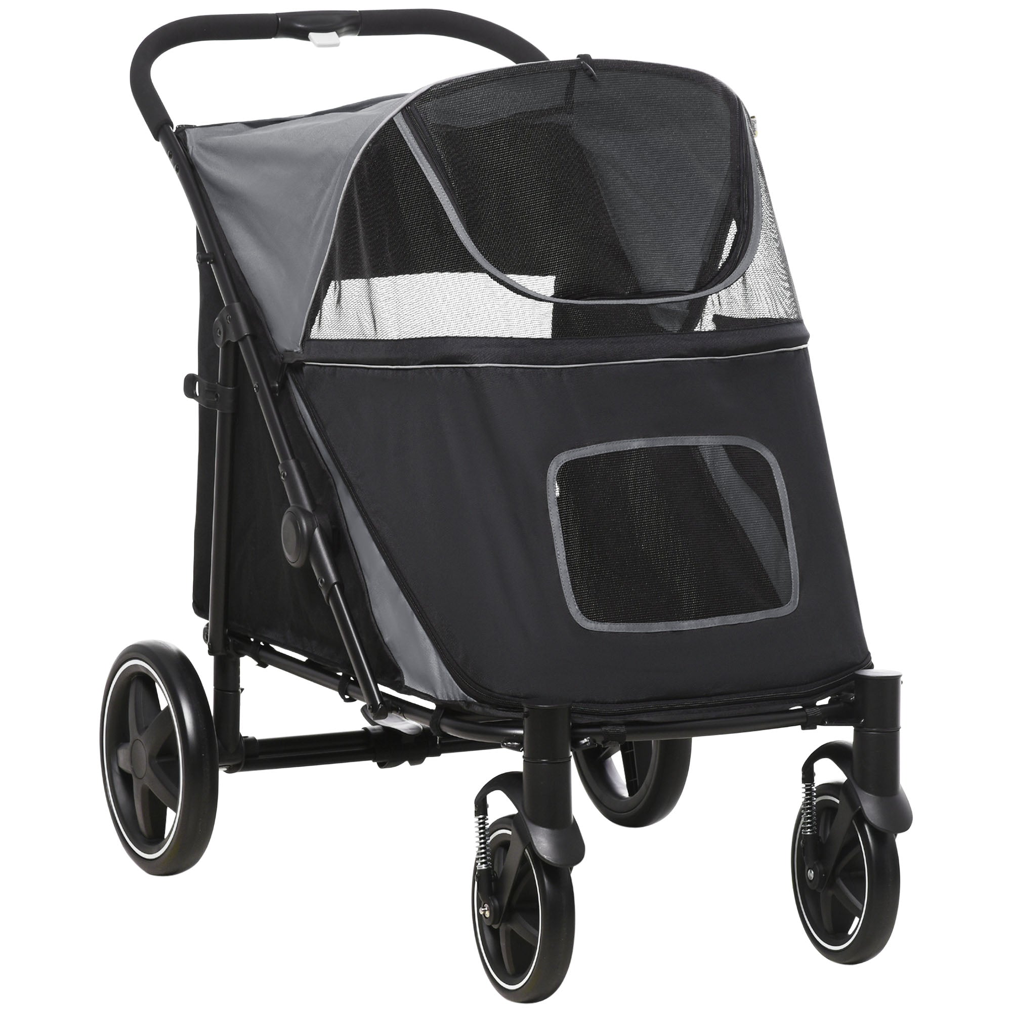 Logidon hondenbuggy grijs opvouwbare hondenbuggy tot 30 kg gaasraam