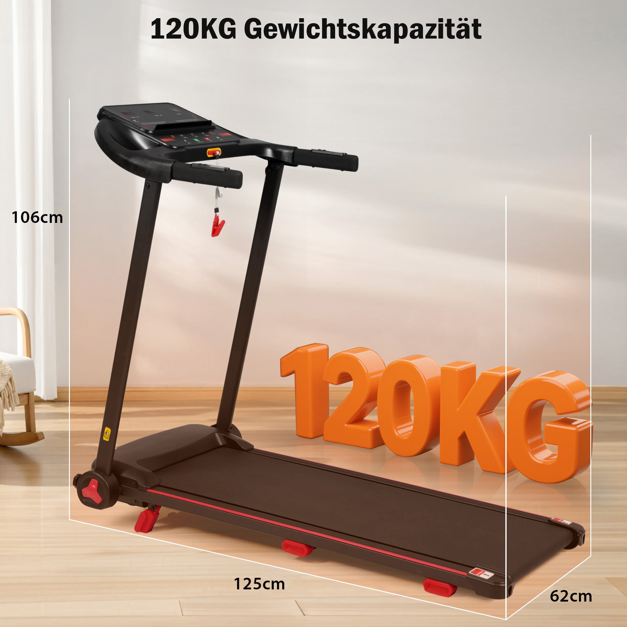 Logidon opvouwbare loopband 8% hellingshoek, stil tot 14 km/u