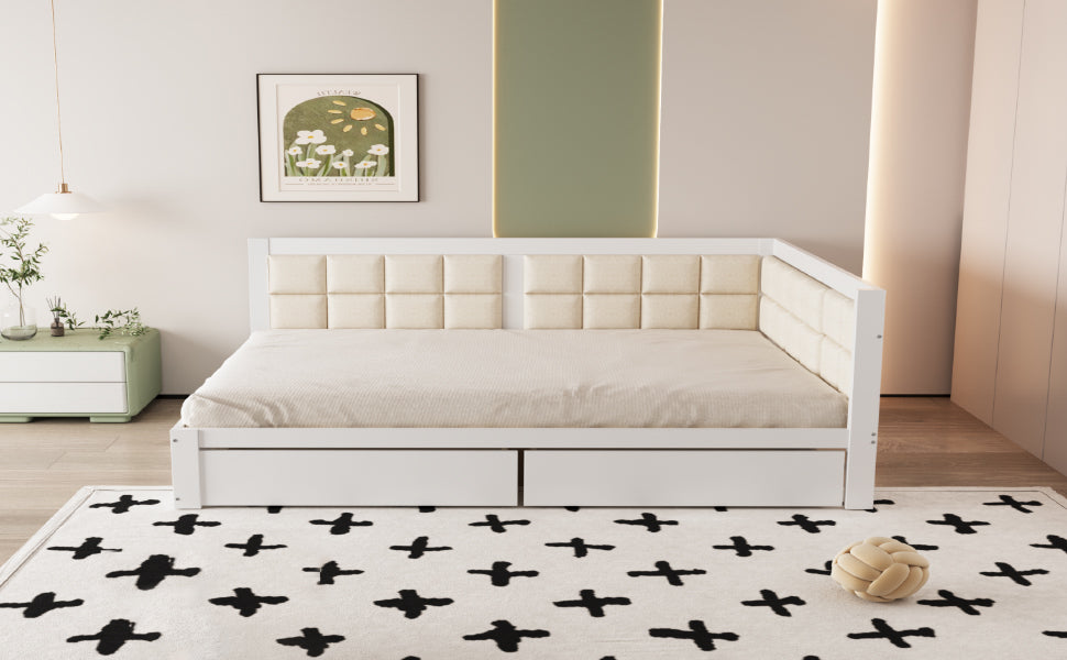 Logidon multifunctionele bedbank 140x200 wit met opbergruimte