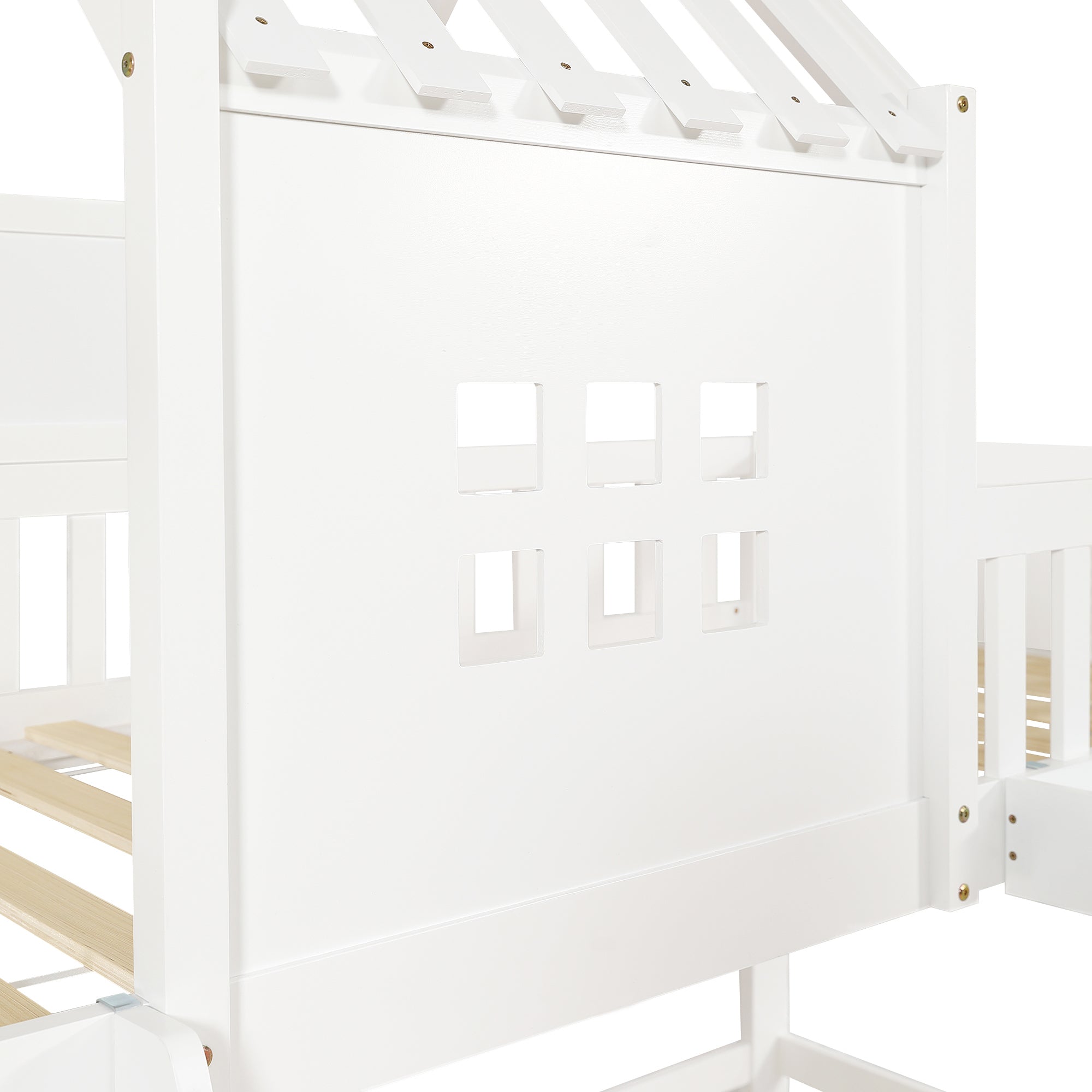 Logidon stapelbed 90x200 wit met dak, raam en 2 lades