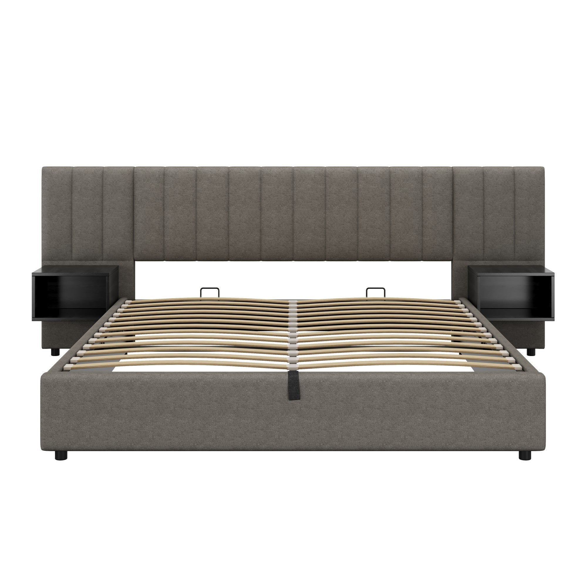 Logidon gestoffeerd bed 180x200 cm grijs zwart met twee nachtkastjes