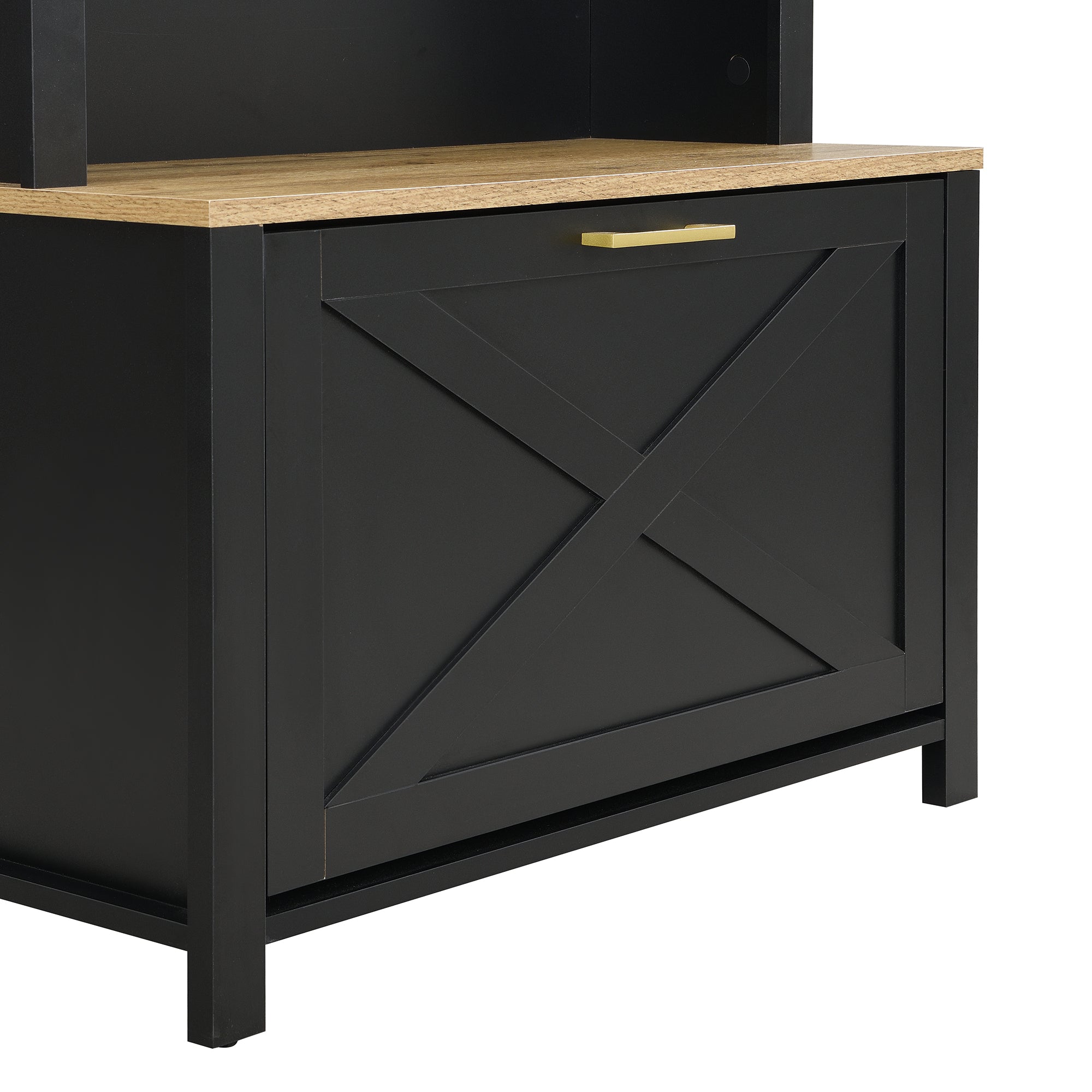 Logidon Garderobekast Zwart 75x35x195 cm Halboom met Schoenenrek