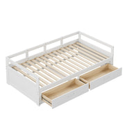 Logidon Uitschuifbare slaapbank met lades 90/180 x 200 cm wit