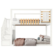 Logidon stapelbed 90x200 cm wit met trapraam en plankenkast