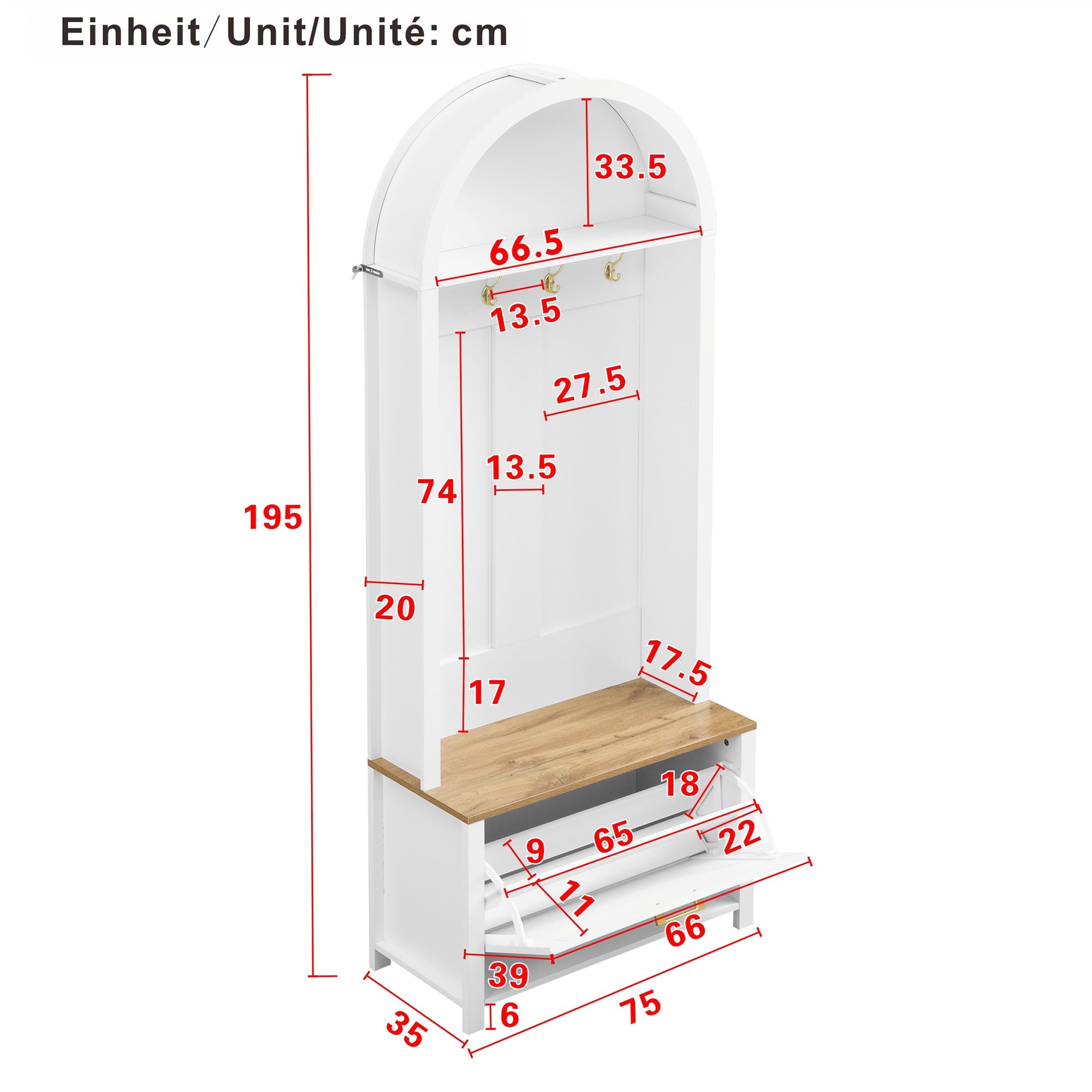 Logidon kledingkast wit MDF met schoenenrek en plank