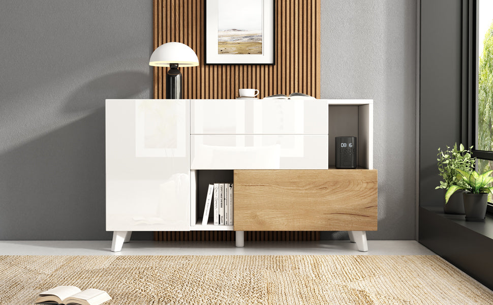 Logidon dressoir hoogglans wit 130x40x70 cm met opbergruimte