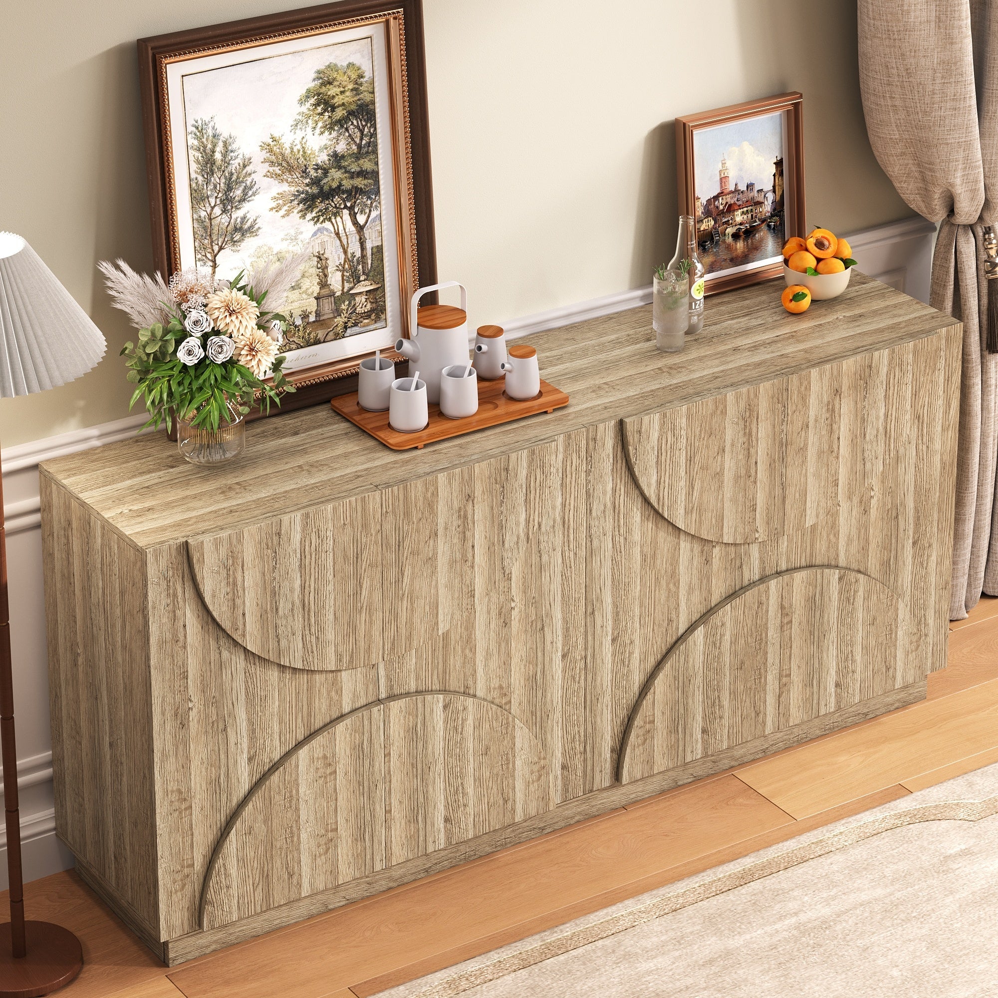 Logidon Dressoir 160x40x80 cm naturel hout met deuren en soft close
