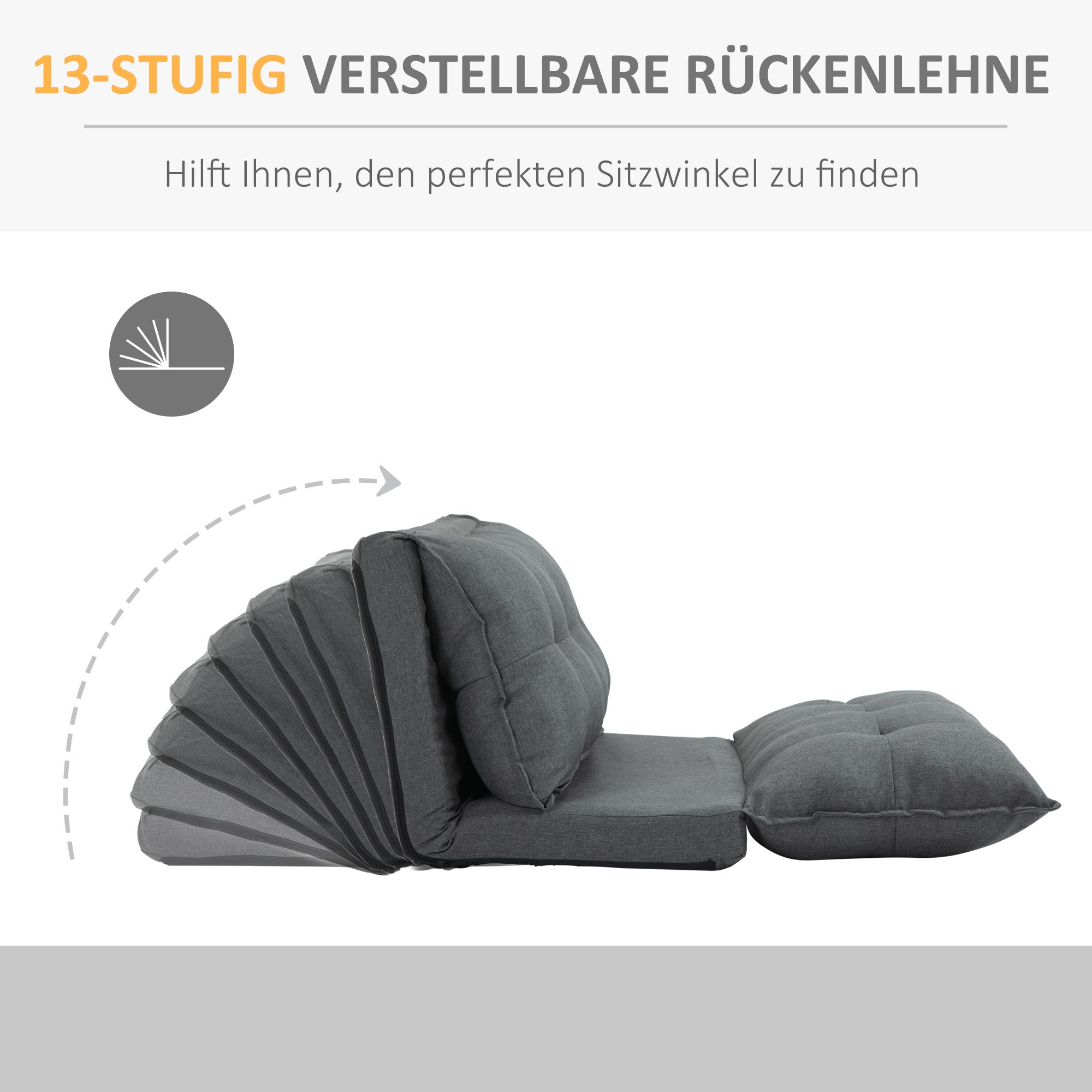 Logidon 2-in-1 Vloerstoel Verstelbare Rugleuning Grijs 100x71x54