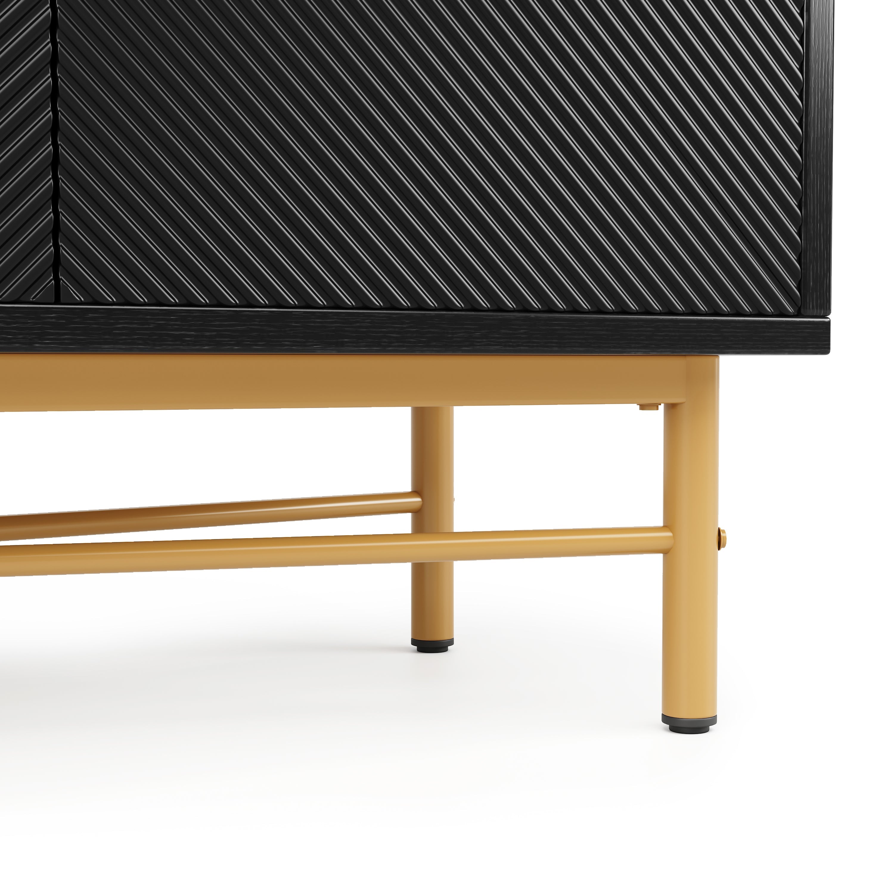 Logidon dressoir luxe structuur 160×40×82 cm zwarte hoogglans poten