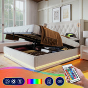 Logidon gestoffeerd bed 160x200 cm beige met USB Type C oplaadfunctie