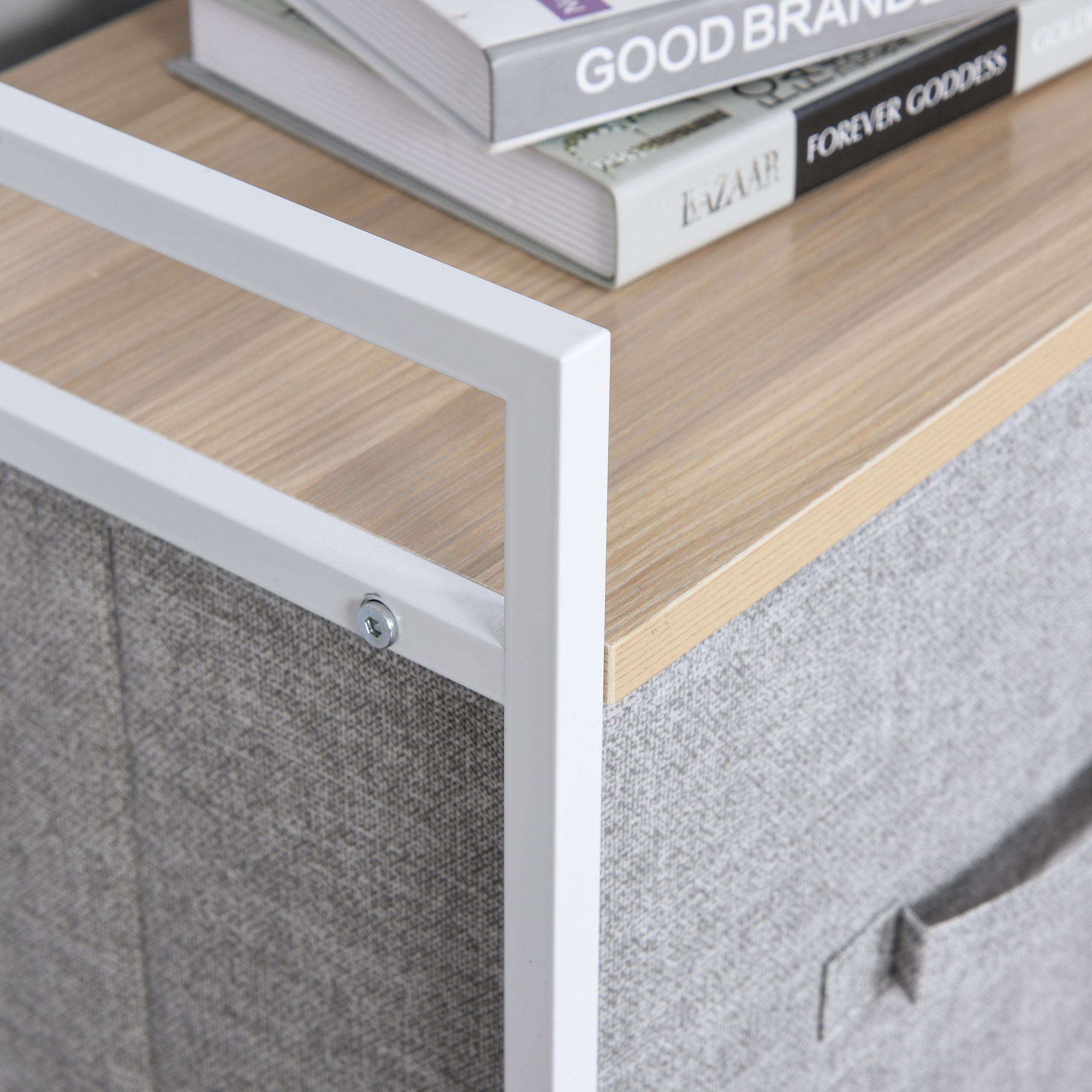 Logidon ladekast met 5 stoffen lades grijs 83x29x77 cm