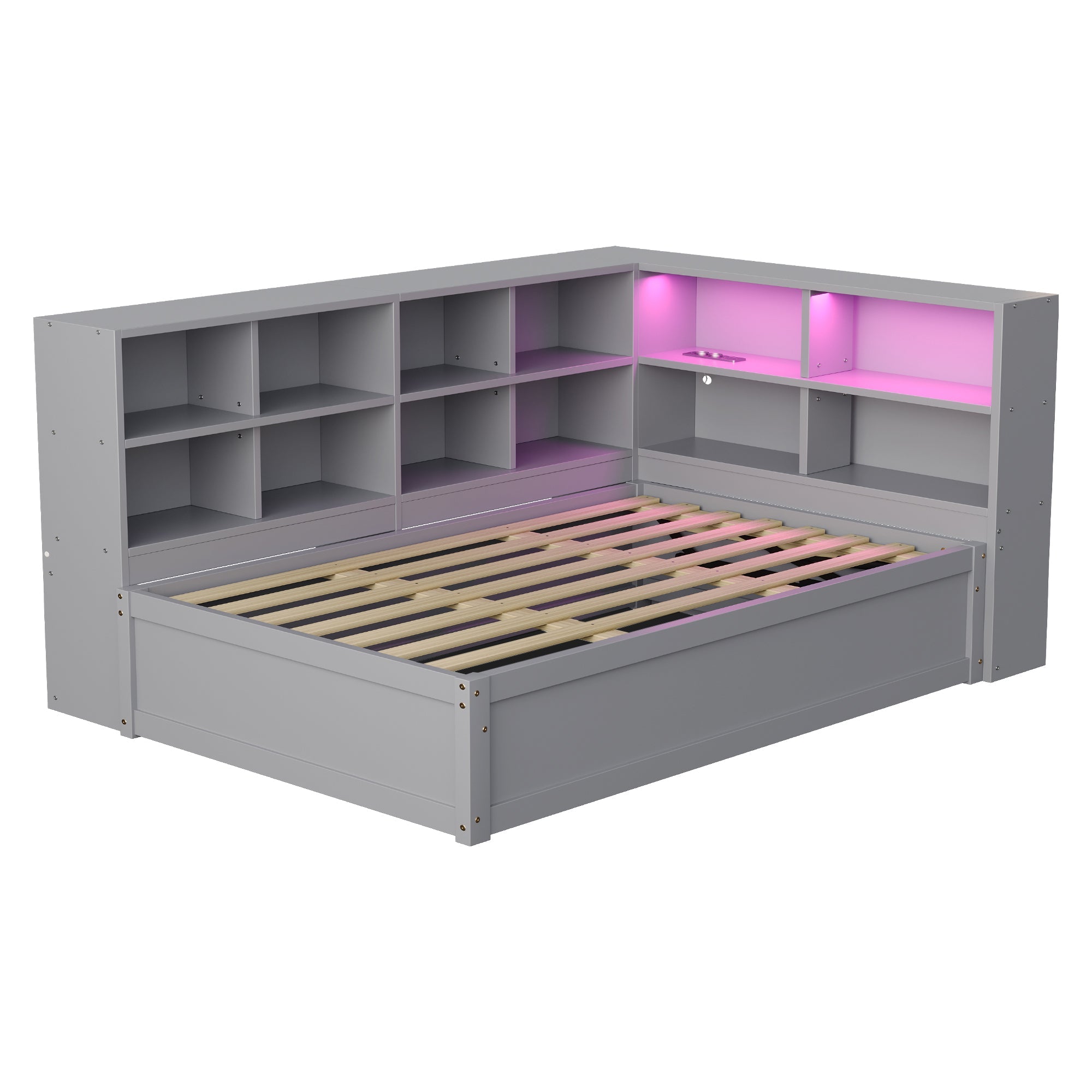Logidon slaapbank 90x200 grijs met meerdere stopcontacten en opbergvakken