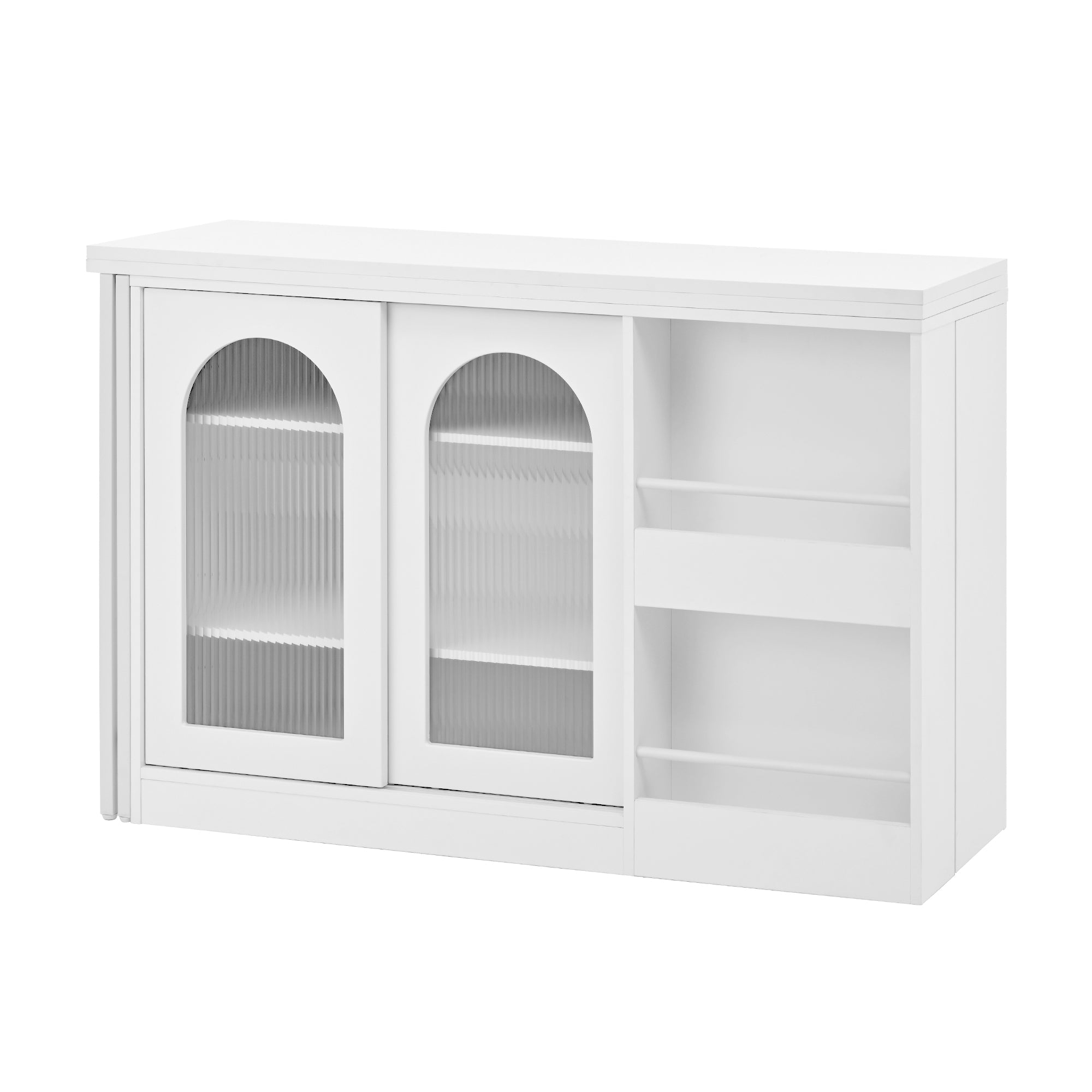 Logidon Moderne Bartafel Wit Uitschuifbaar 360 Graden Draaibaar met Opbergruimte