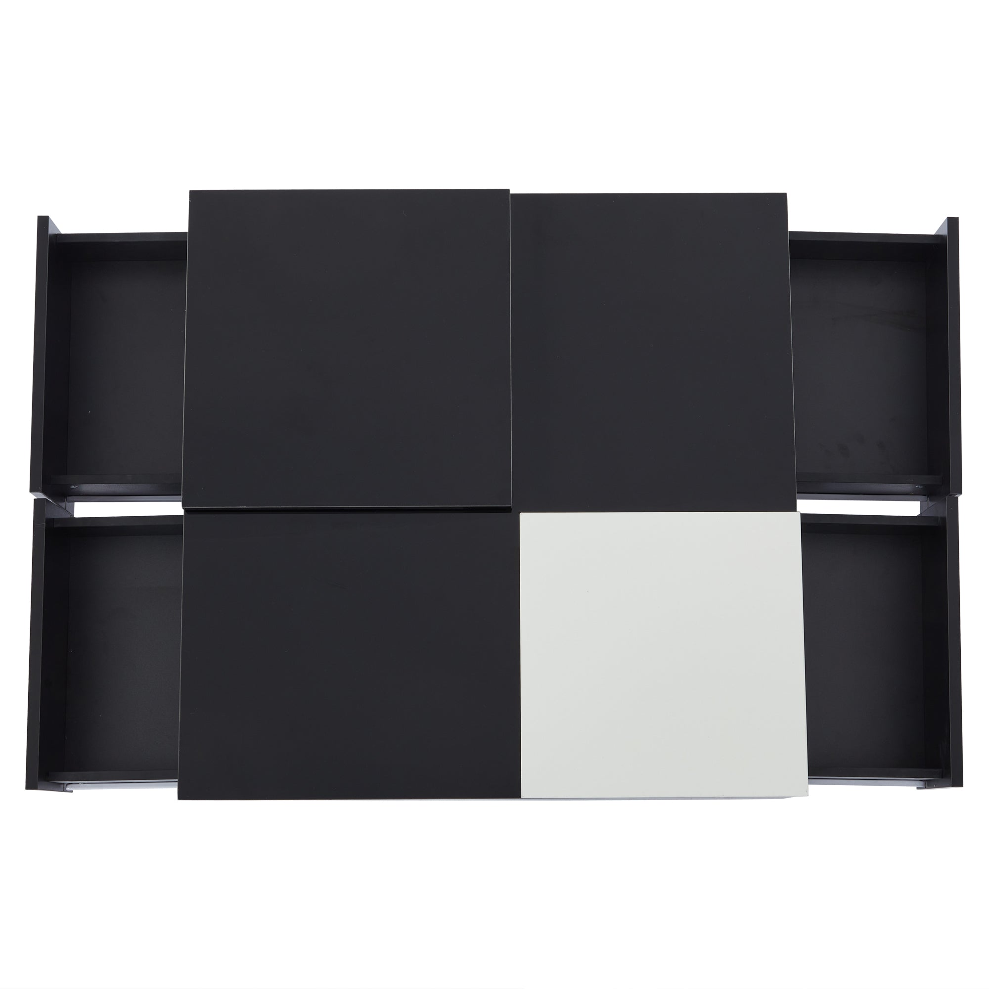 Logidon Hoogglans Salontafel Zwart Wit 75x75 Cm Met 4 Laden