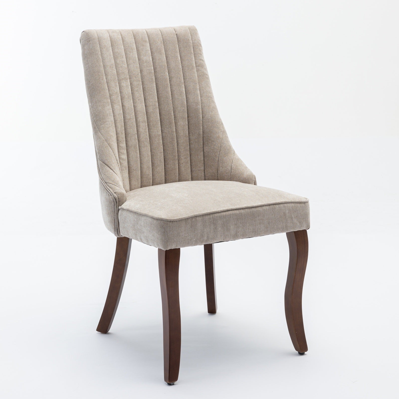 Logidon beige chenille eetkamerstoelen set van 2 massief houten poten