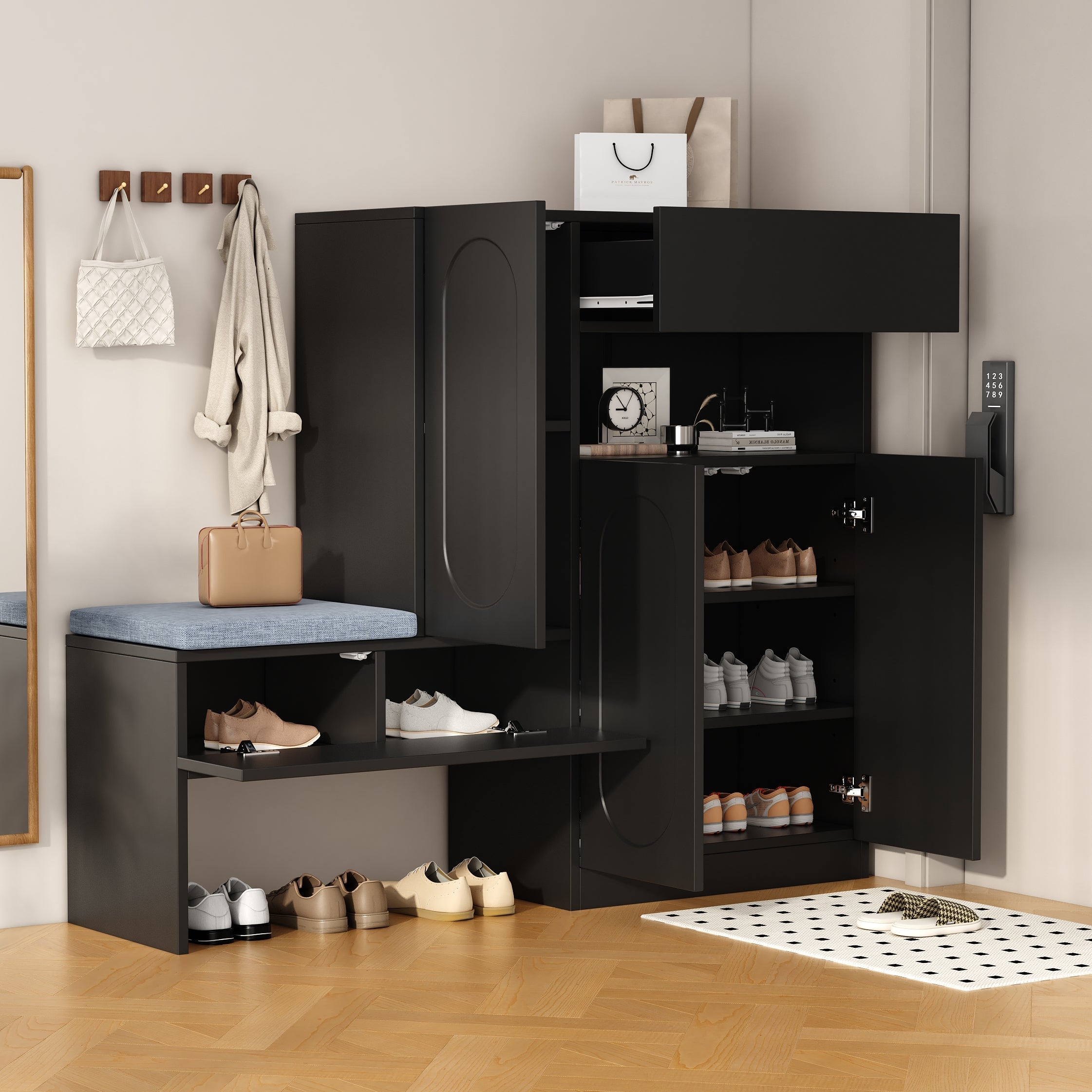 Logidon Trendy 2-in-1 Schoenenkast Zwart 130x35x110 cm Soft Close