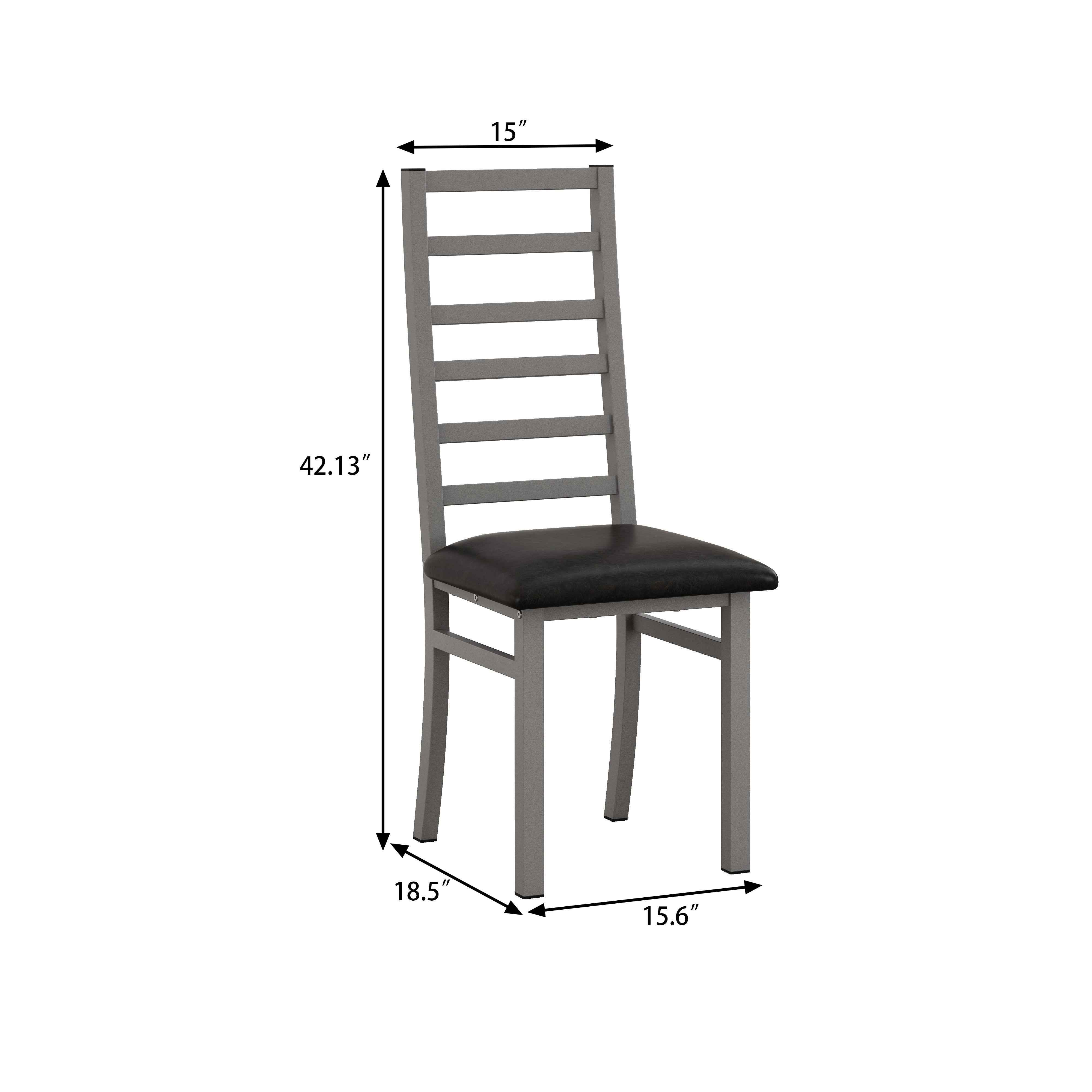 Logidon eettafelstoelen set van 2 grijs kunstleer metalen poten met hoge rugleuning