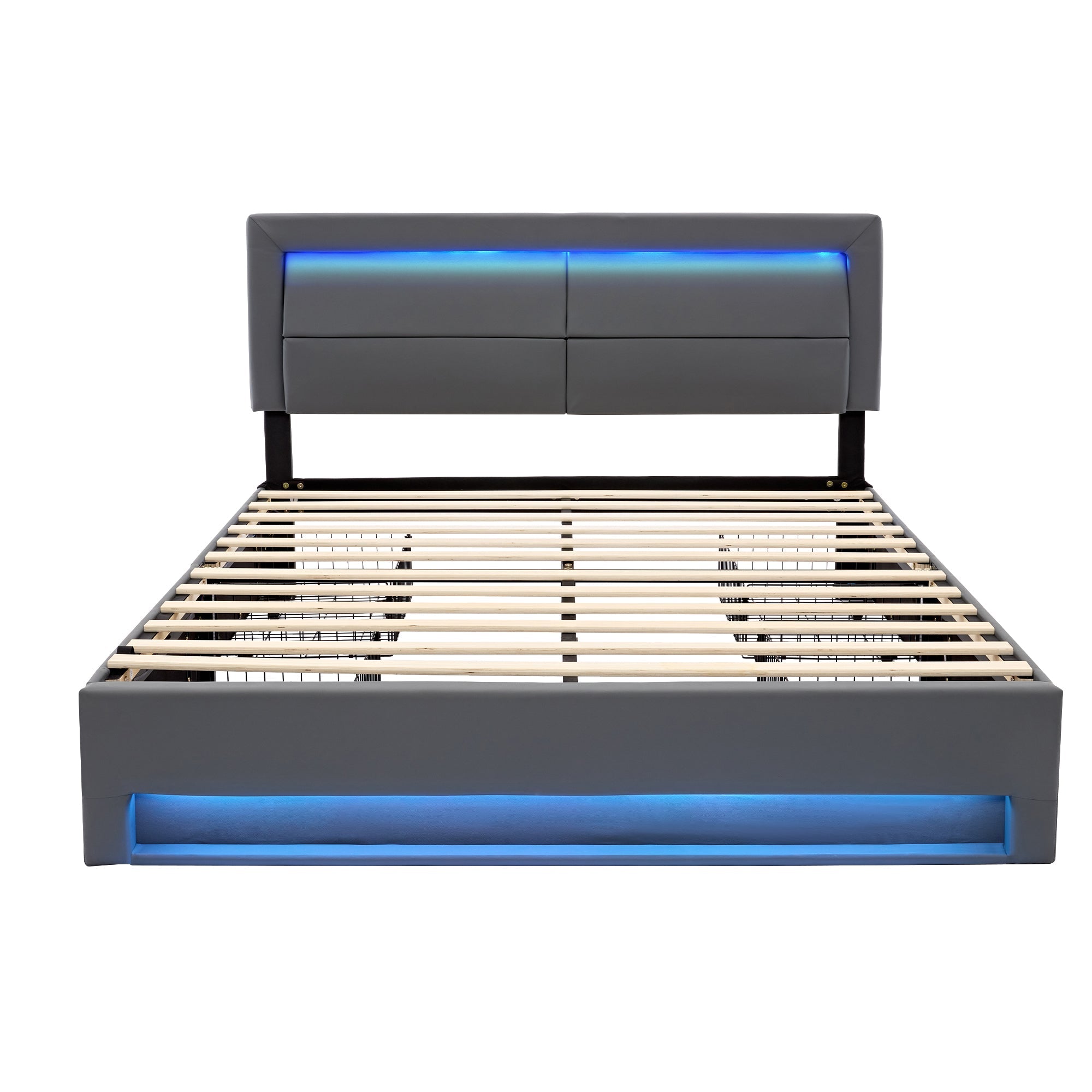 Logidon upholstered bed 160x200 gray with USB charging function LED lighting