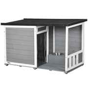 Logidon Dog Kennel With Terrace Made Of Wood Black 103x62x60-66 cm